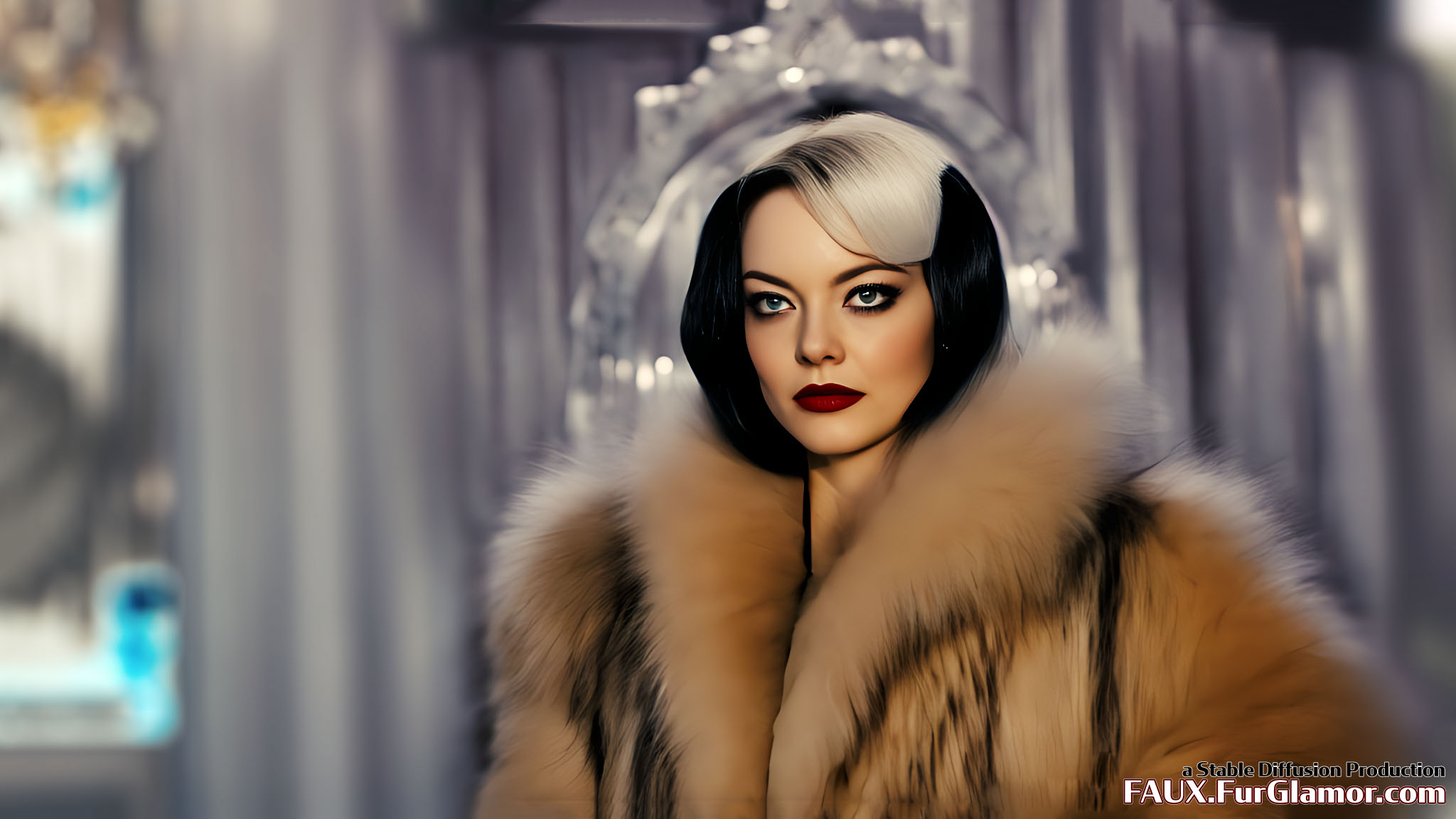 Stable Diffusion Rendering of Emma Stone as Cruella