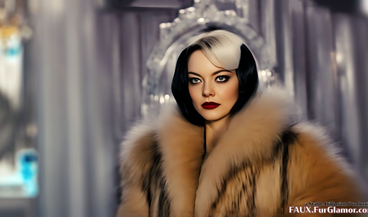 Stable Diffusion Rendering of Emma Stone as Cruella