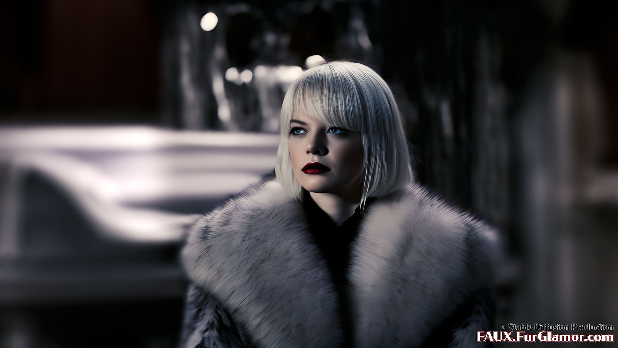 Stable Diffusion Rendering of Emma Stone as Cruella