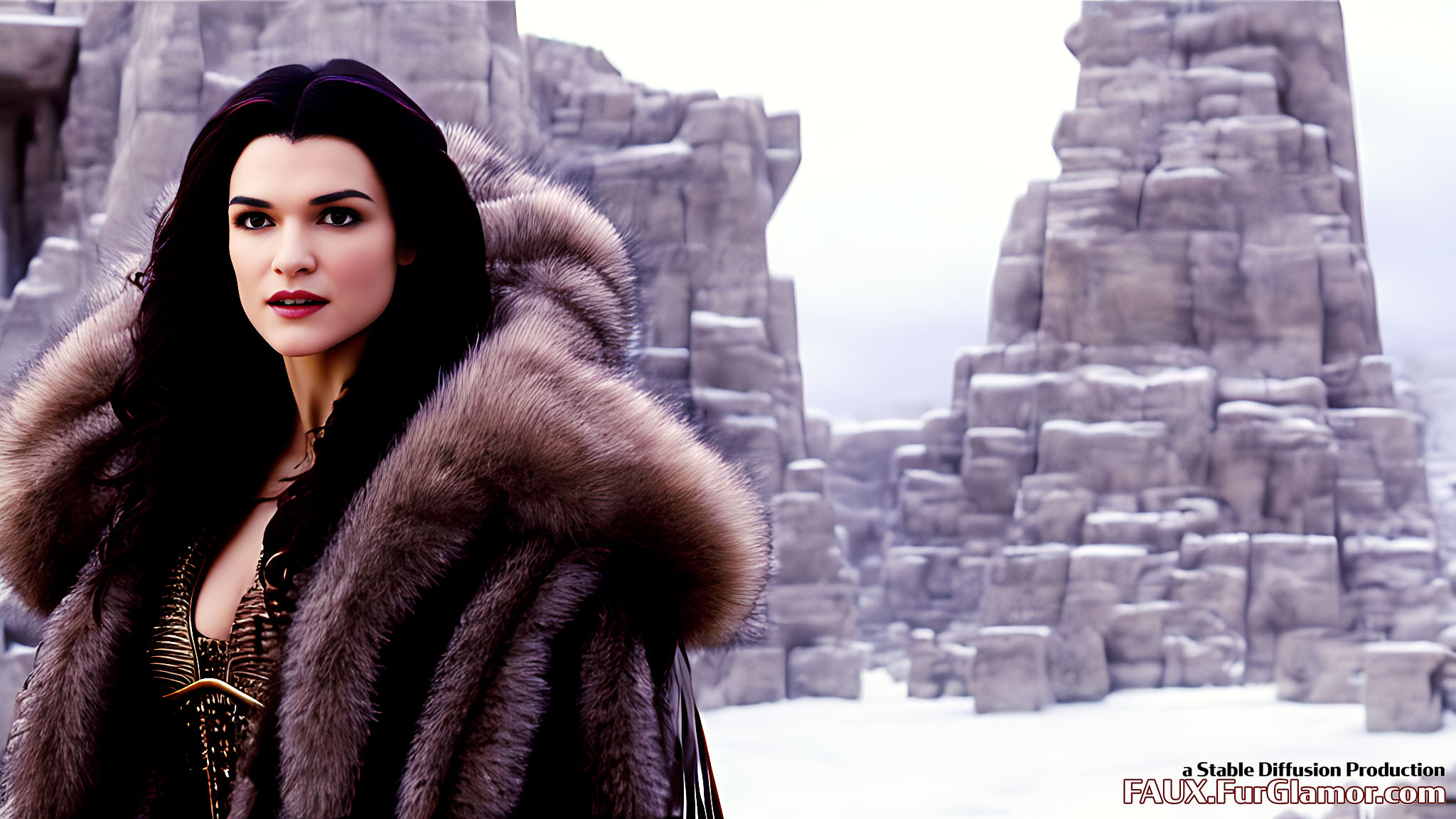 Stable Diffusion Rendering of Rachel Weisz in Fur in An Alternate Mummy 3