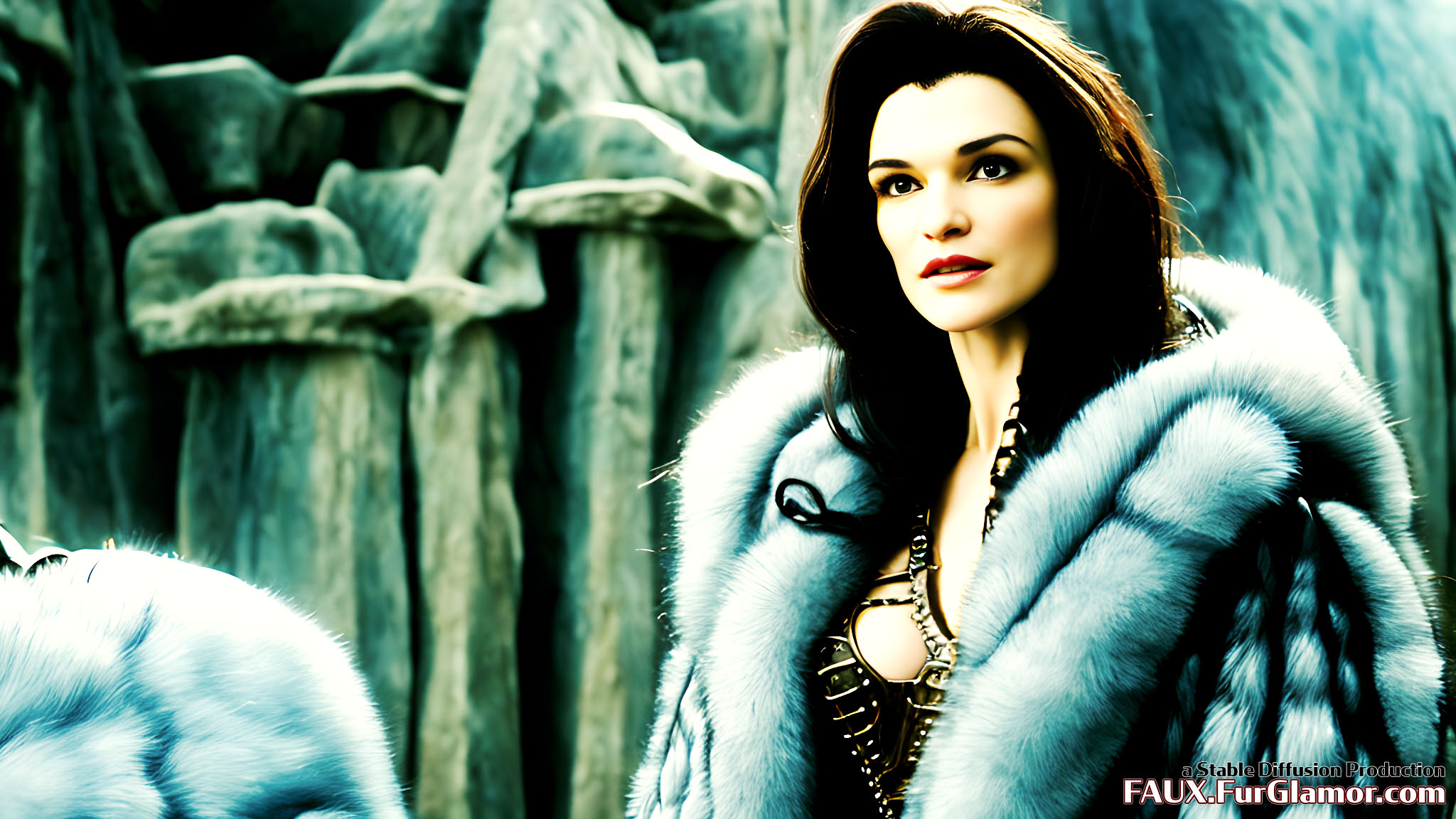 Stable Diffusion Rendering of Rachel Weisz in Fur in An Alternate Mummy 3
