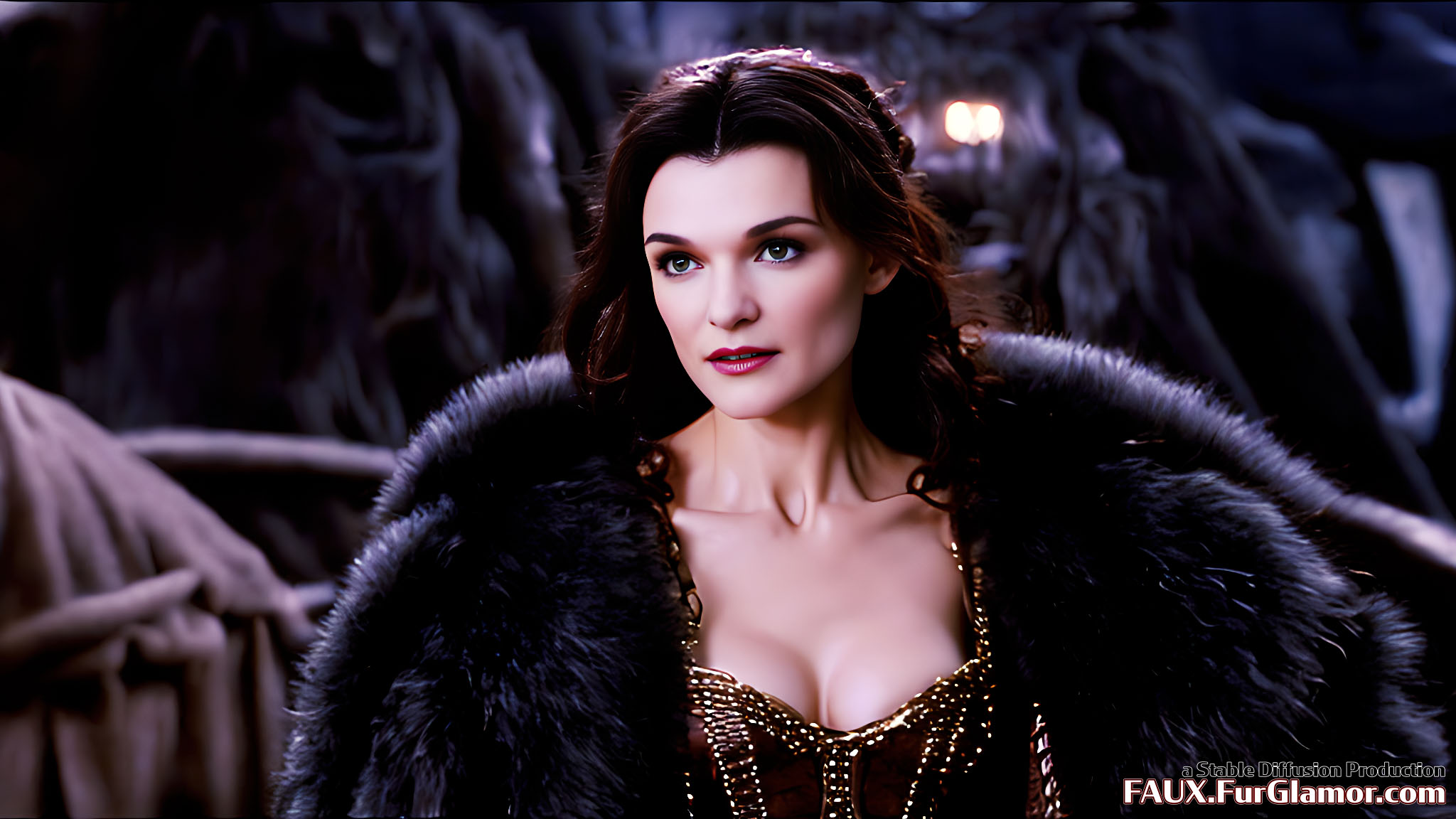 Stable Diffusion Rendering of Rachel Weisz in Fur in An Alternate Mummy 3