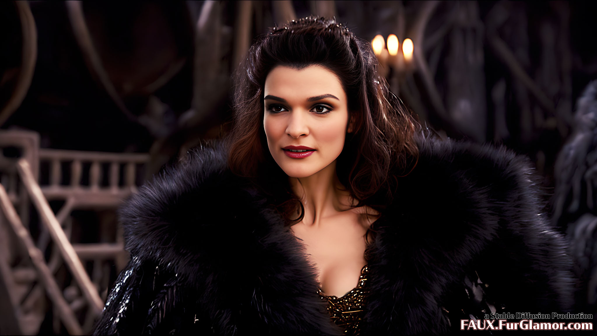 Stable Diffusion Rendering of Rachel Weisz in Fur in An Alternate Mummy 3