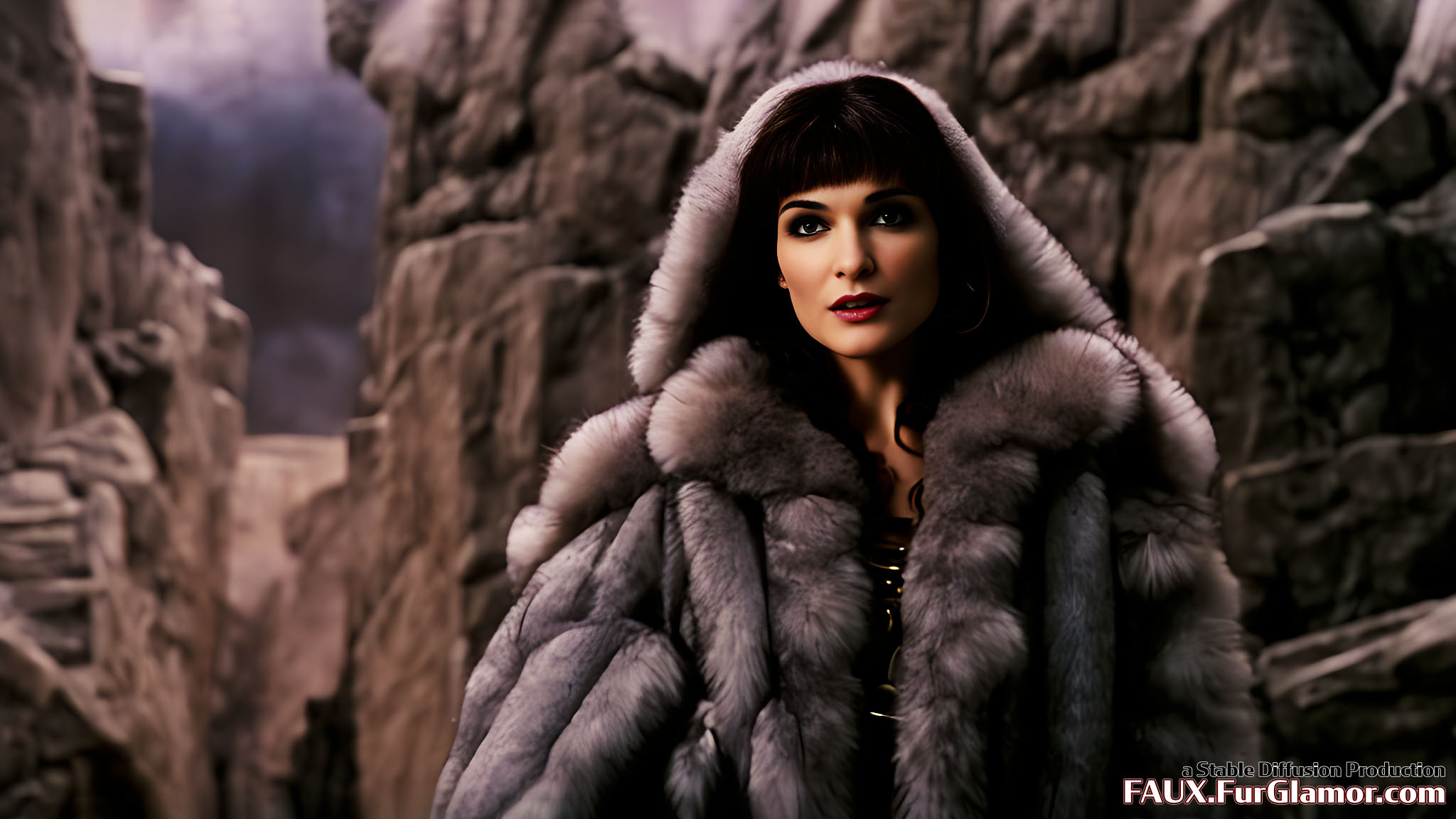 Stable Diffusion Rendering of Rachel Weisz in Fur in An Alternate Mummy 3
