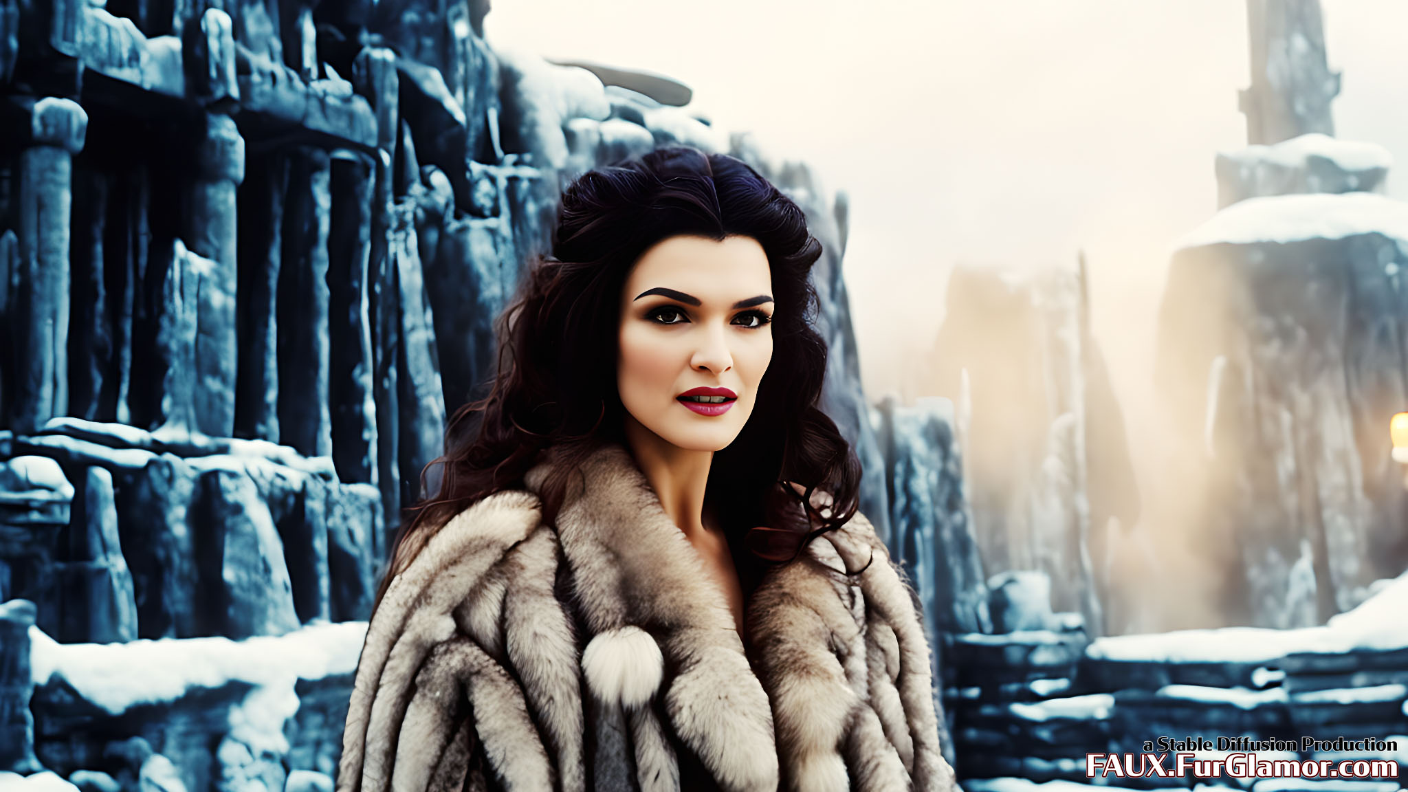 Stable Diffusion Rendering of Rachel Weisz in Fur in An Alternate Mummy 3
