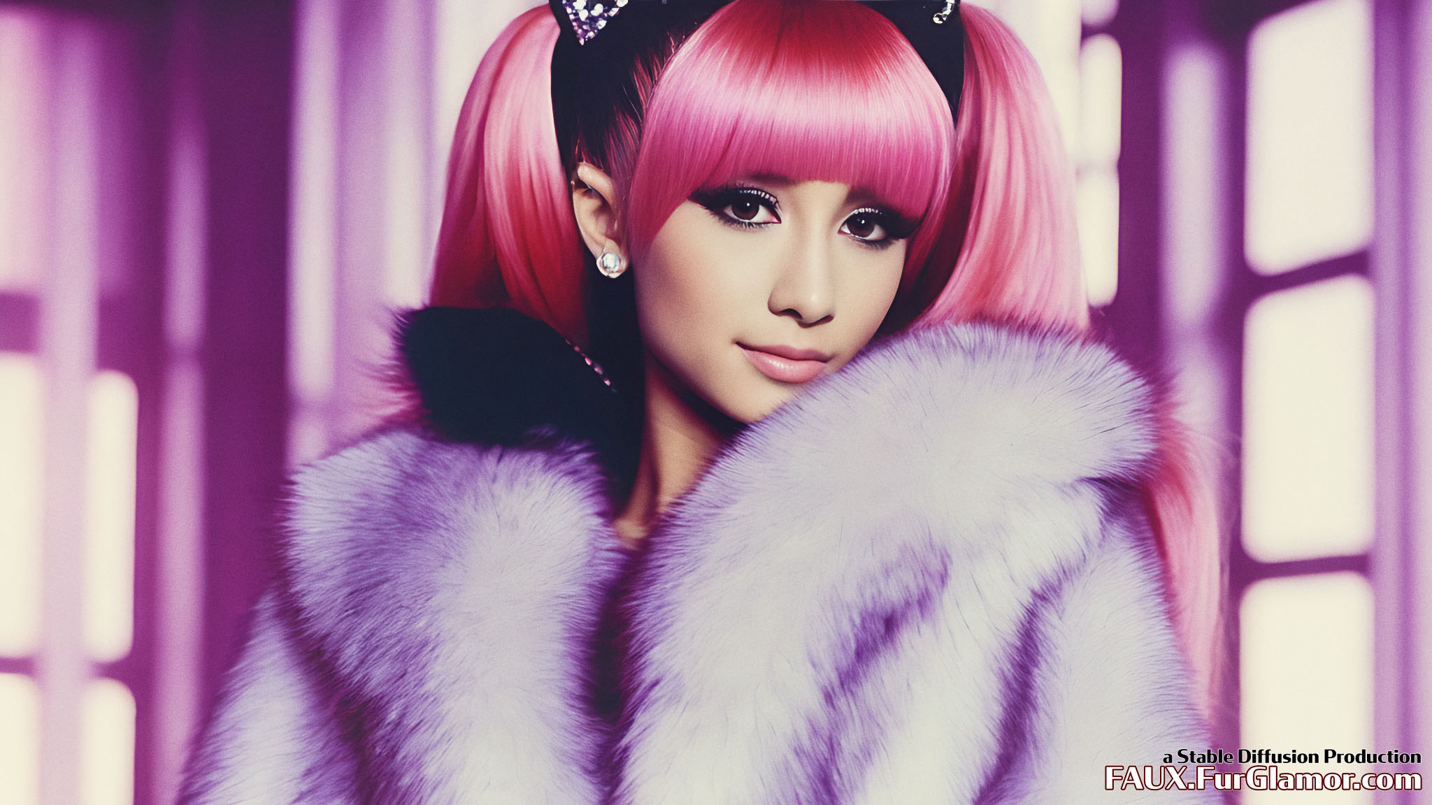 Stable Diffusion Render of Ariana Grande in Fur