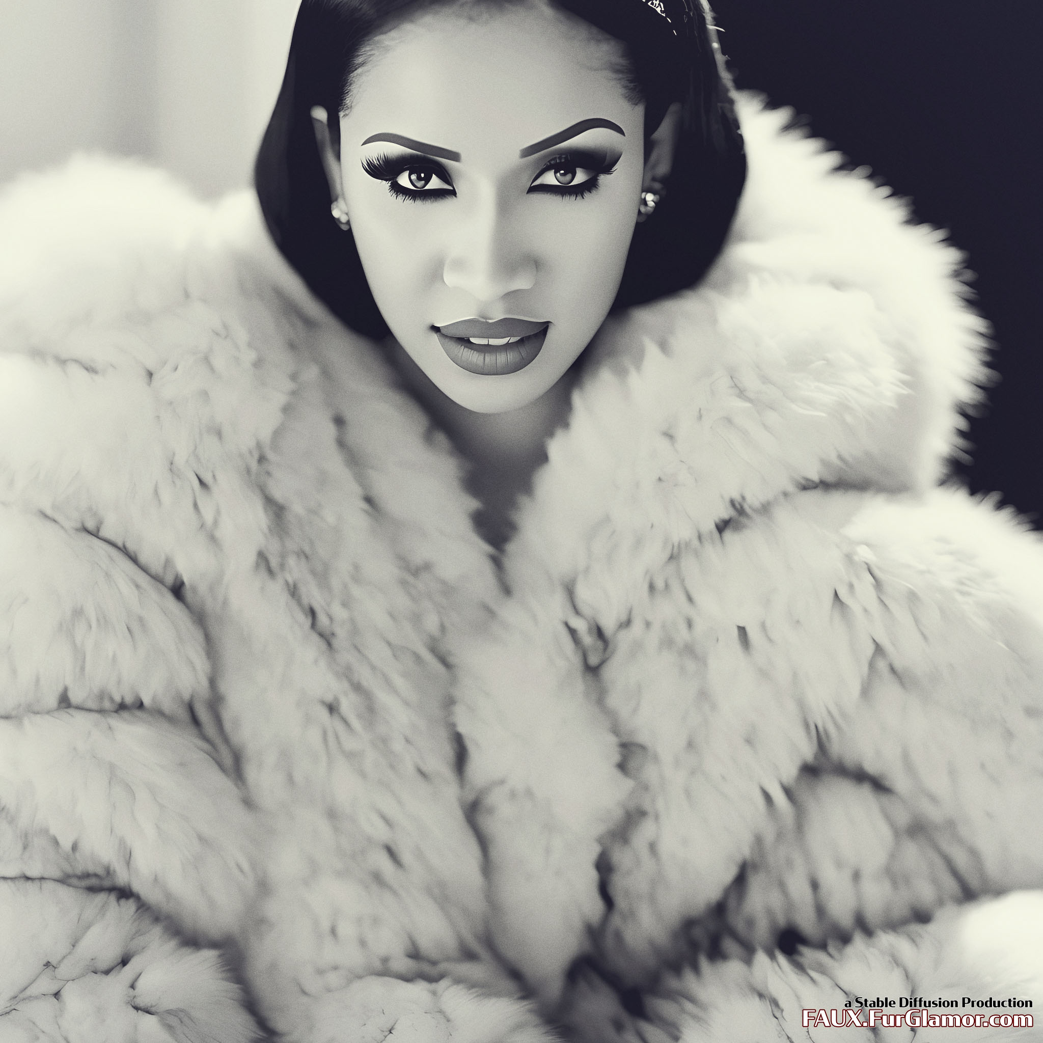 Stable Diffusion Render of Cardi B in a Fur Coat