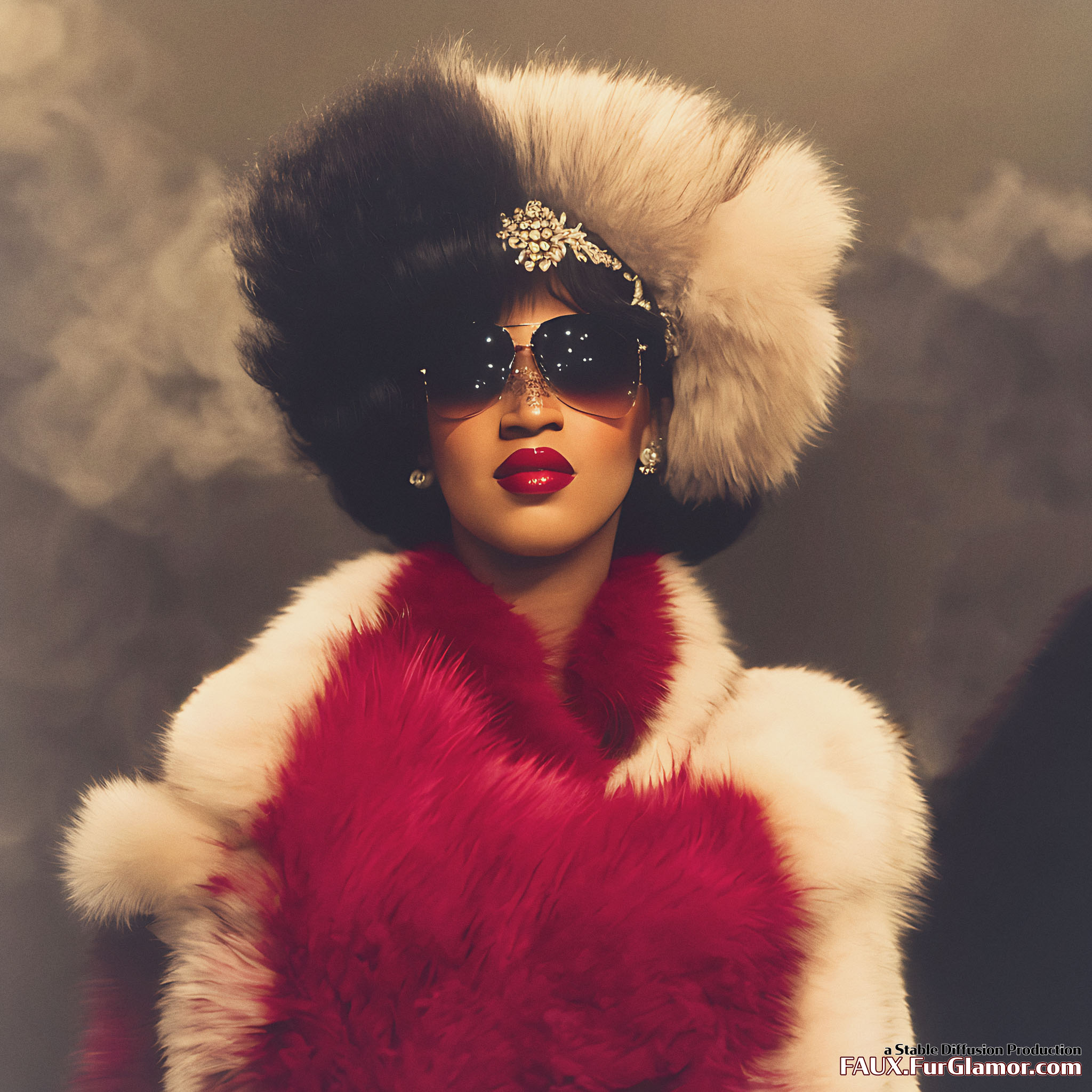 Stable Diffusion Render of Cardi B in a Fur Coat
