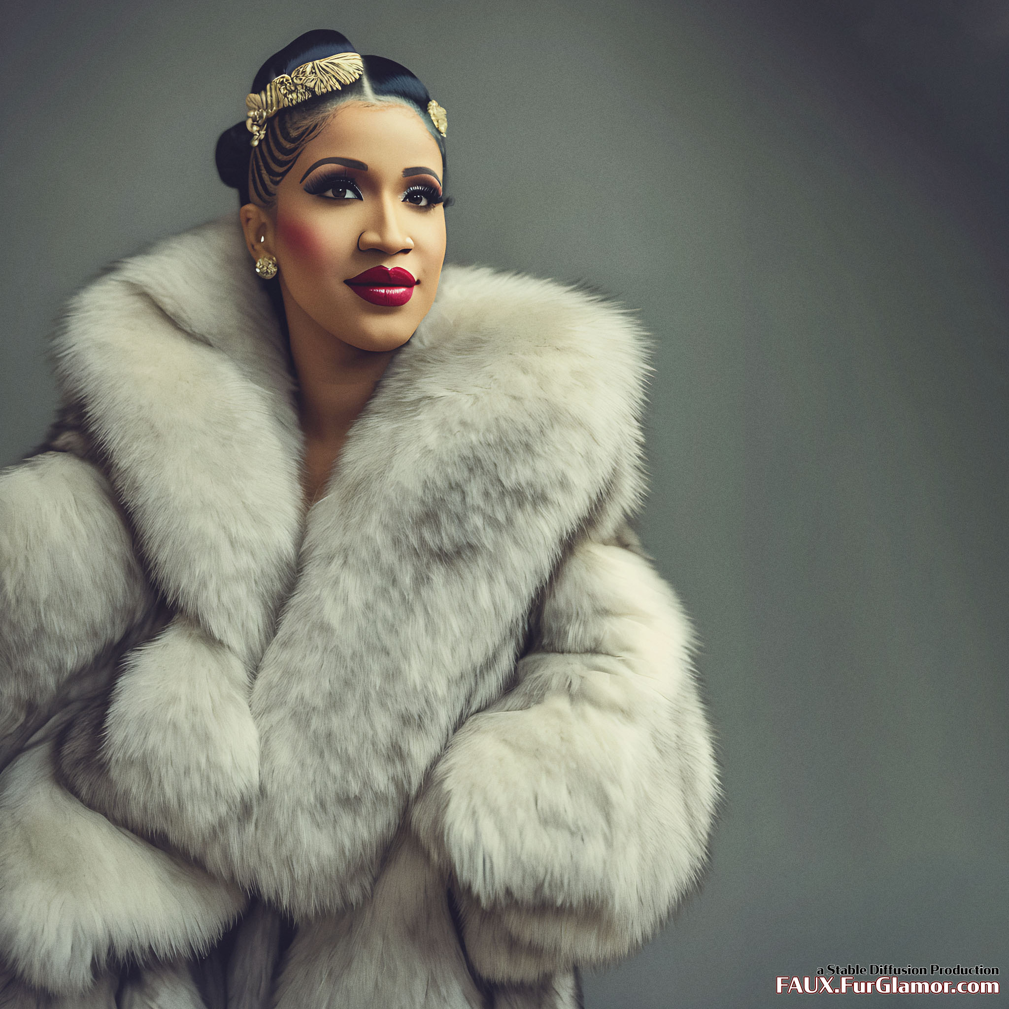 Stable Diffusion Render of Cardi B in a Fur Coat