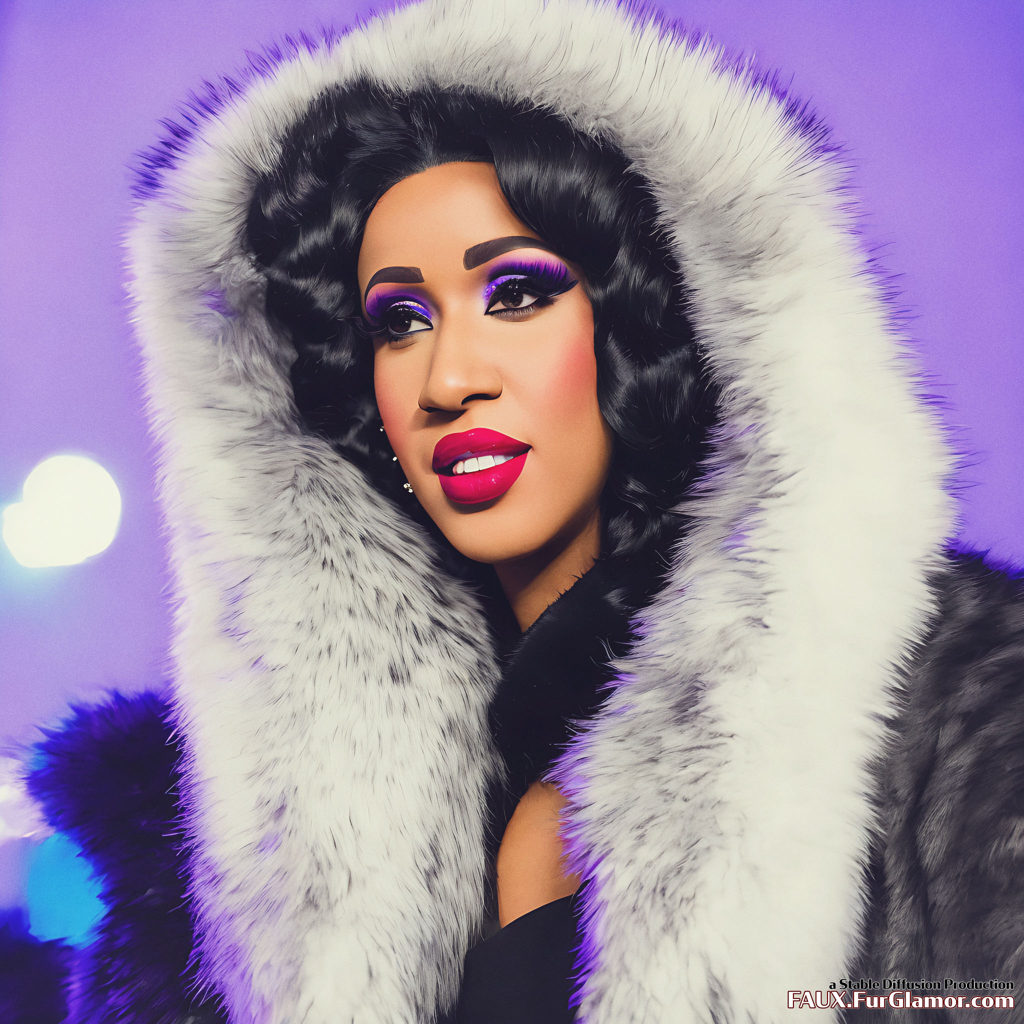 Stable Diffusion Render of Cardi B in a Fur Coat