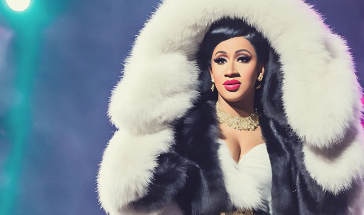 Stable Diffusion Render of Cardi B in a Fur Coat