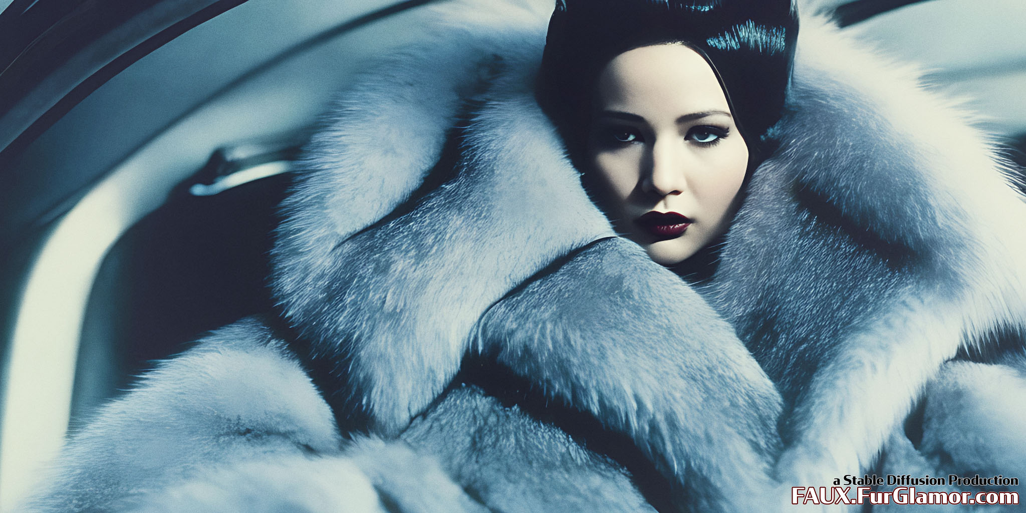 Stable Diffusion Rendering of Jennifer Lawrence in a Fur Coat