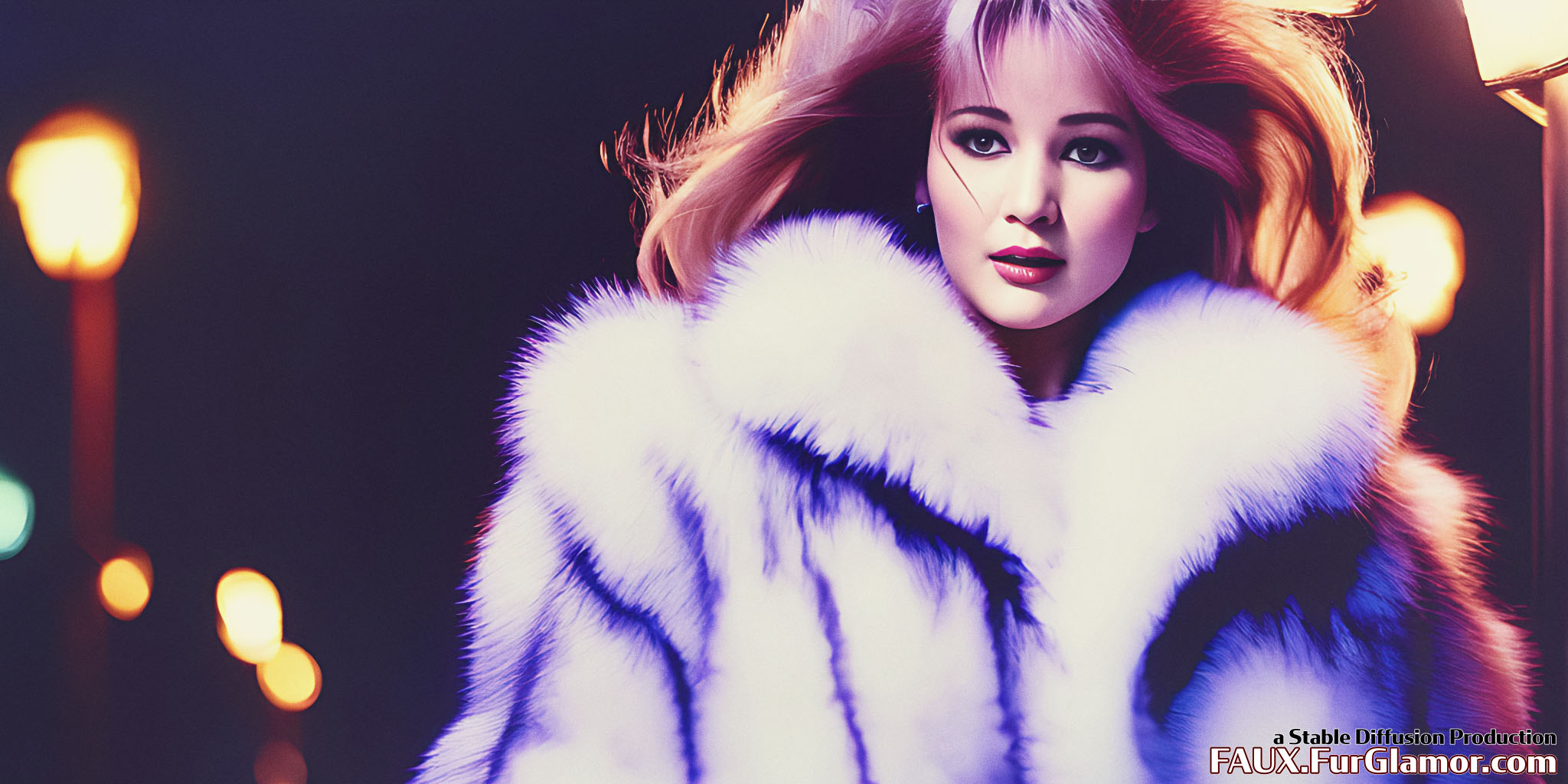Stable Diffusion Rendering of Jennifer Lawrence in a Fur Coat