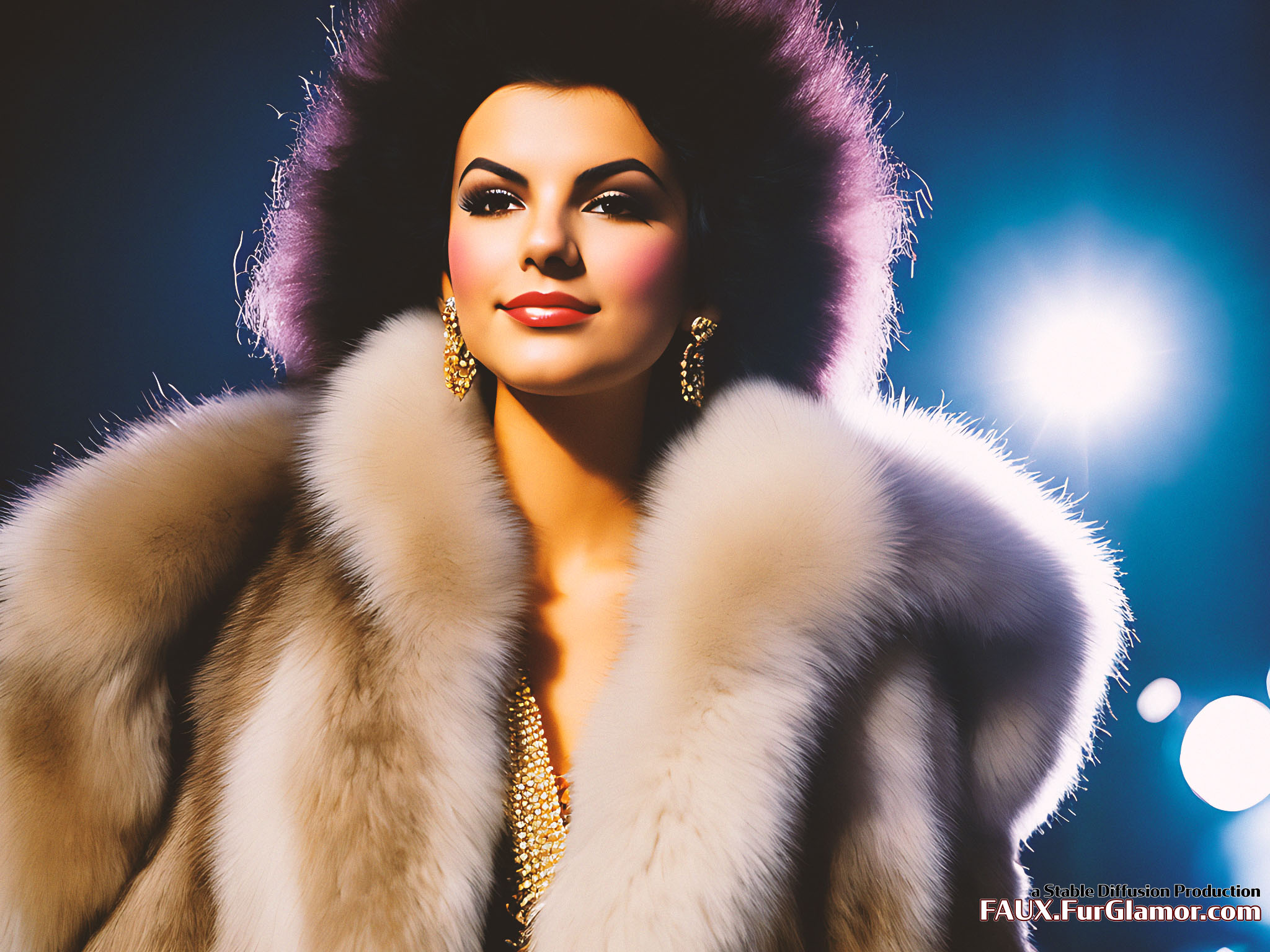 Stable Diffusion Rendering of Victoria Justice in a Fur Coat