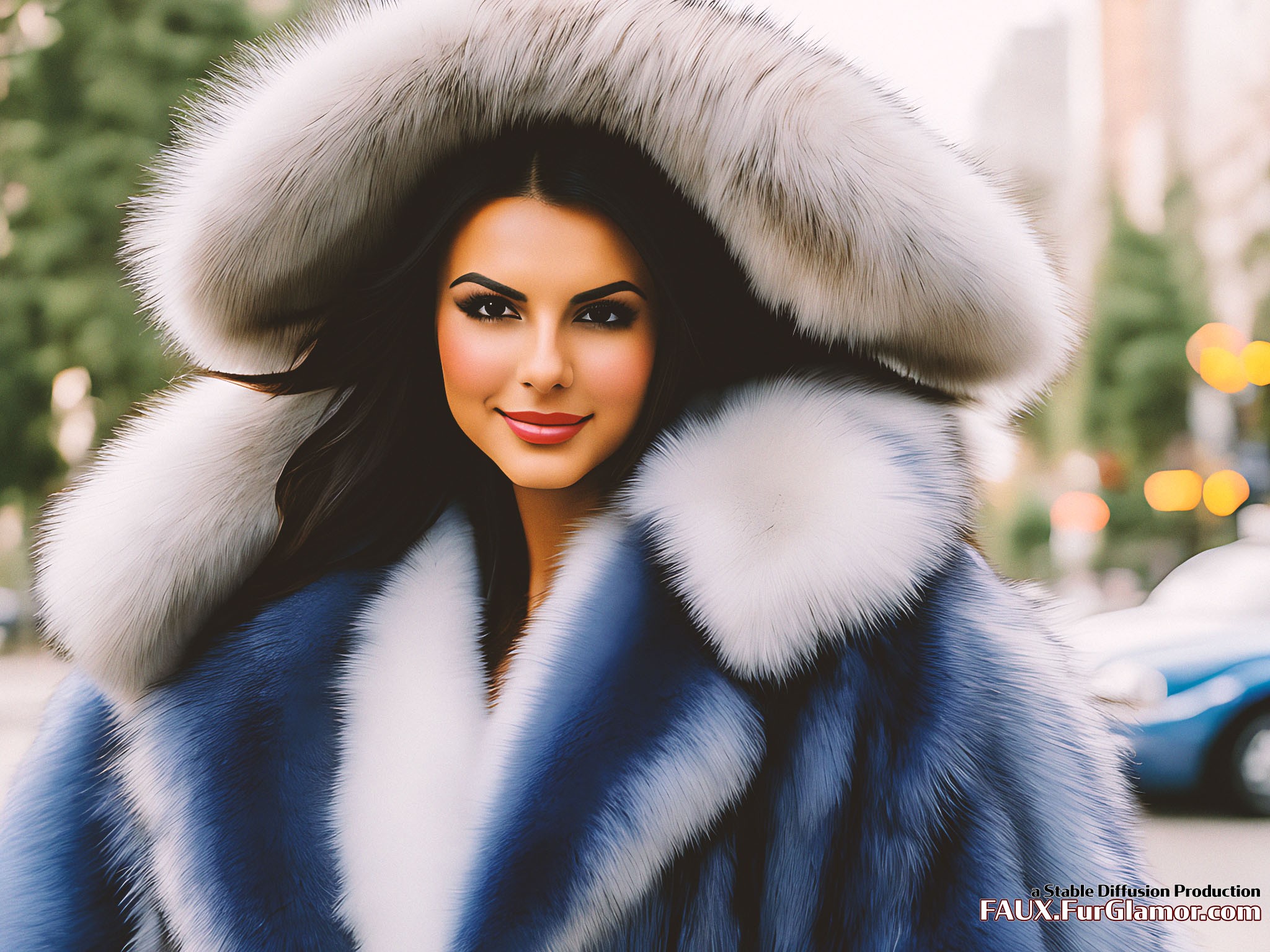 Stable Diffusion Rendering of Victoria Justice in a Fur Coat