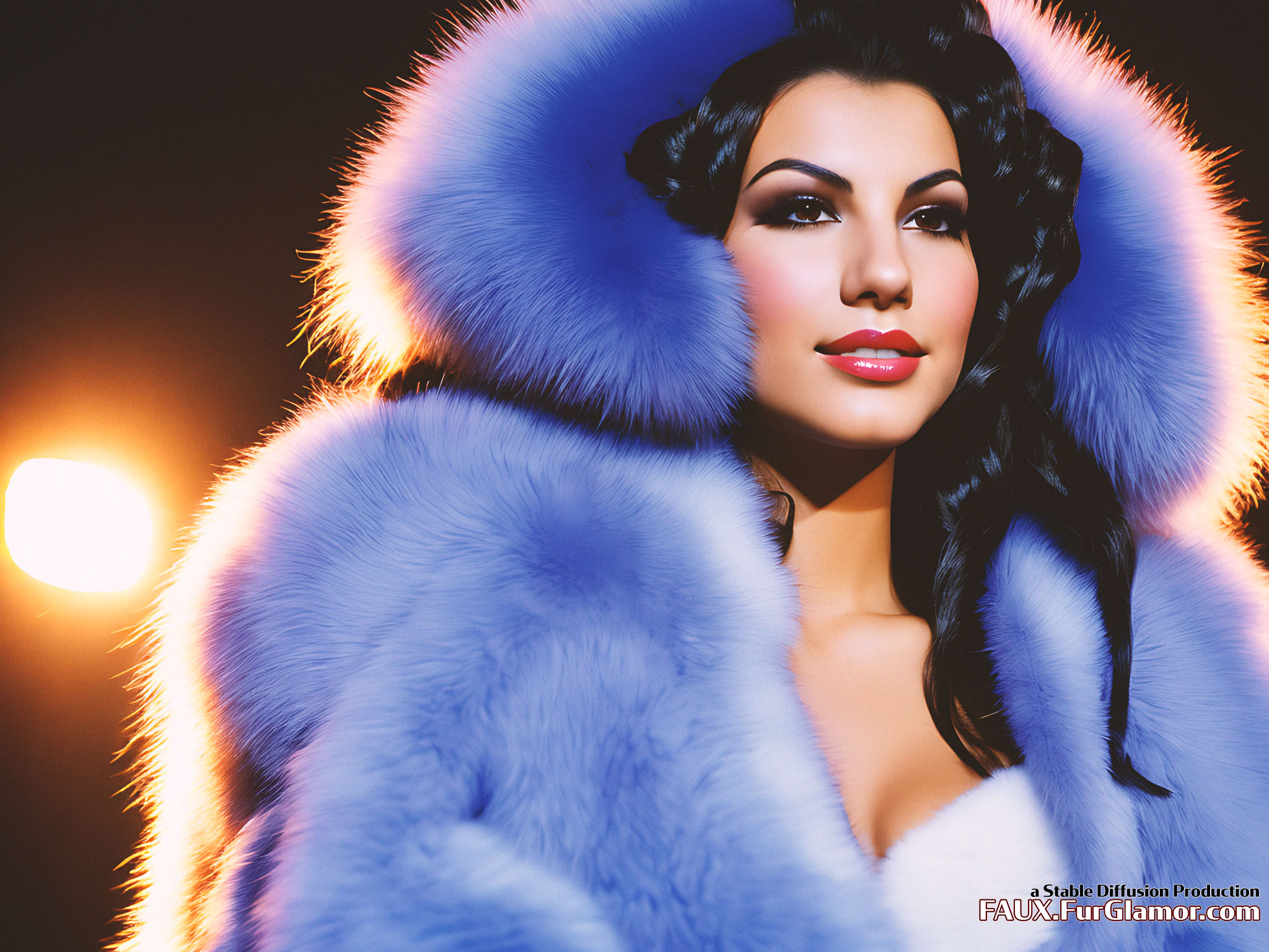 Stable Diffusion Rendering of Victoria Justice in a Fur Coat