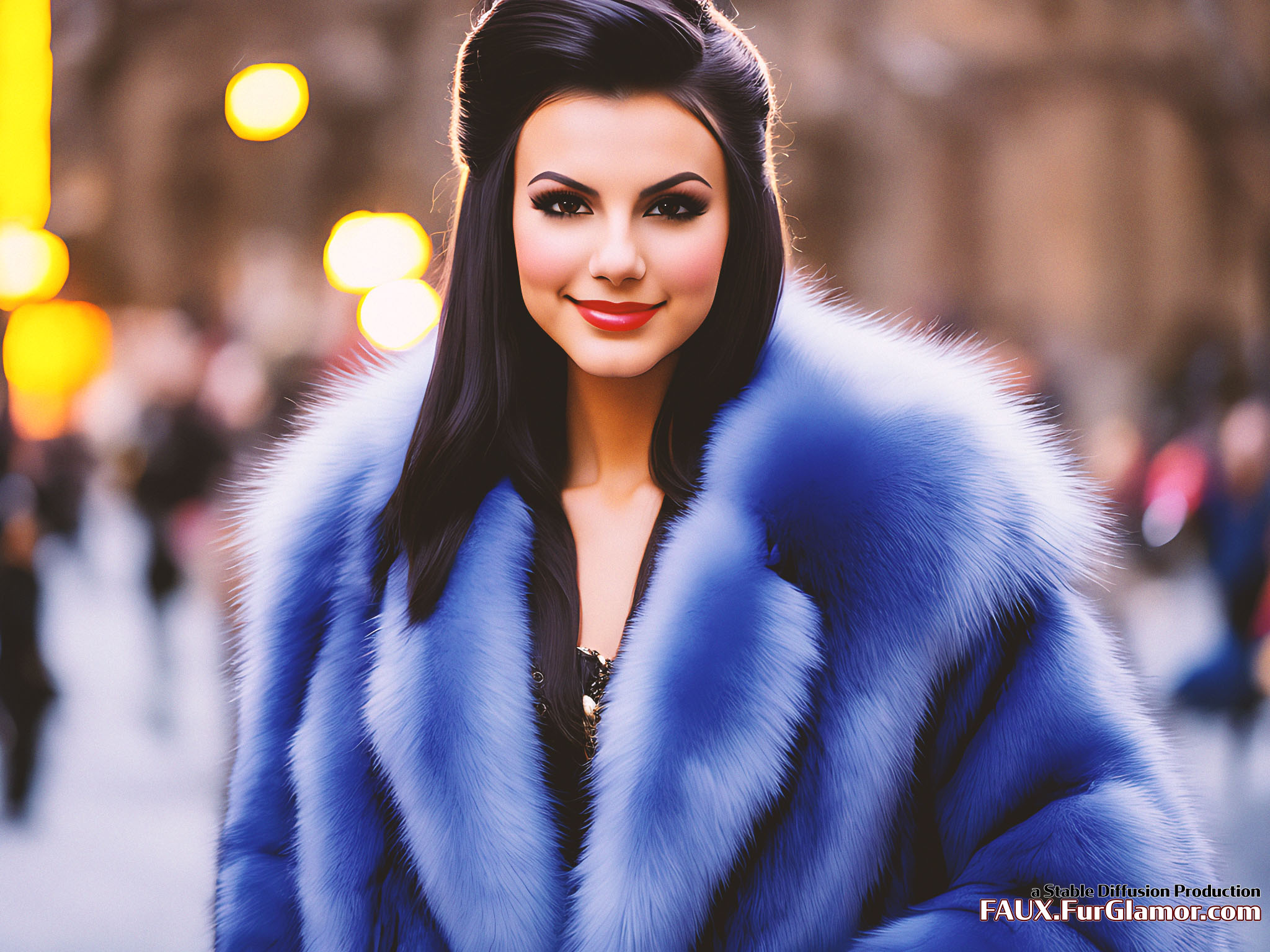 Stable Diffusion Rendering of Victoria Justice in a Fur Coat