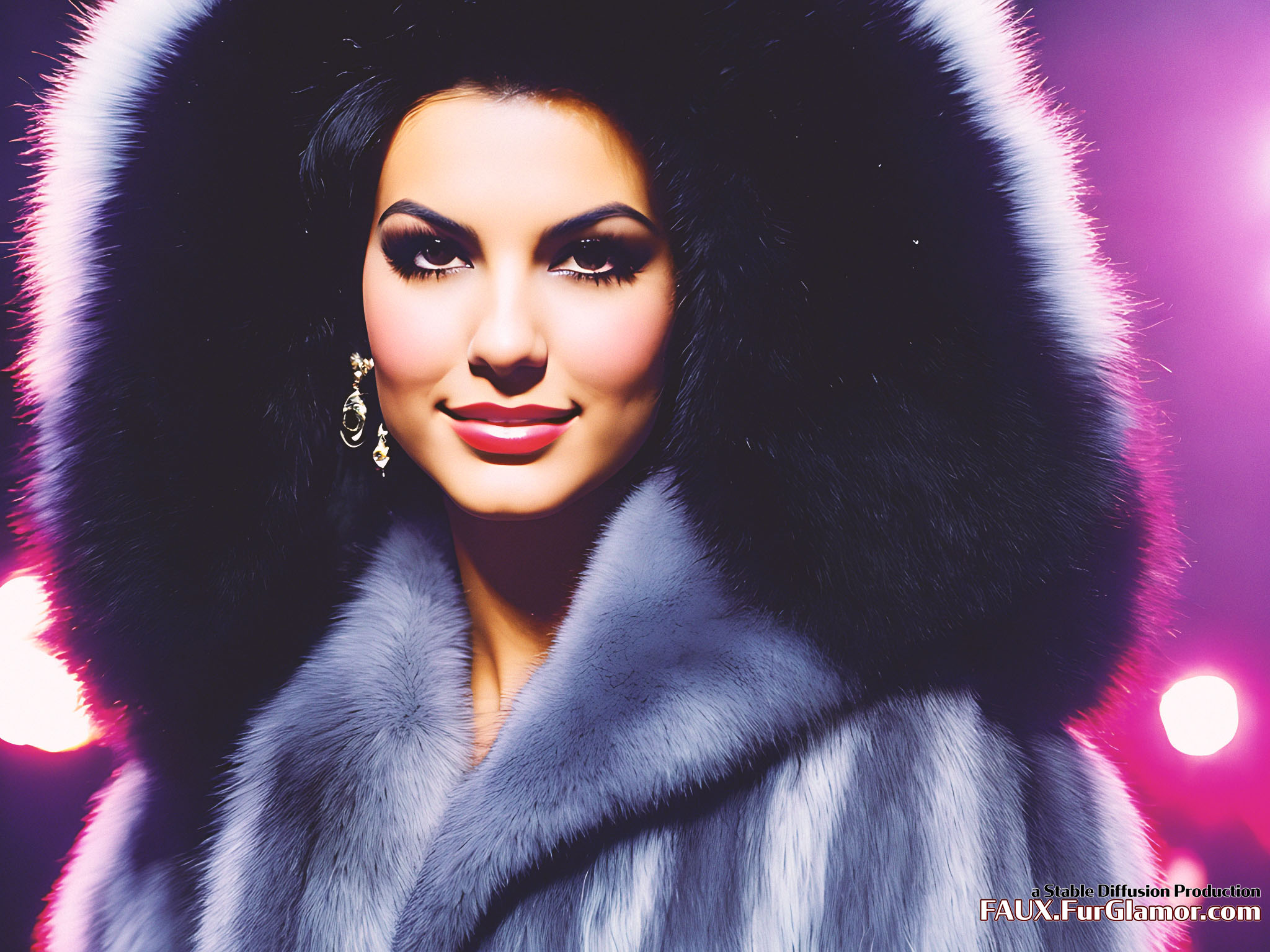 Stable Diffusion Rendering of Victoria Justice in a Fur Coat