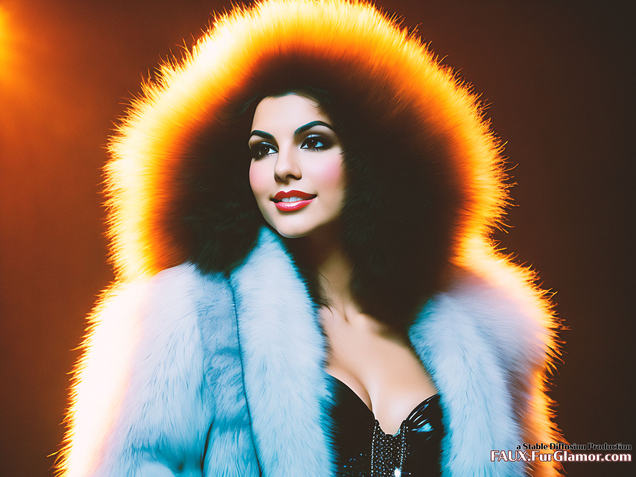 Stable Diffusion Rendering of Victoria Justice in a Fur Coat