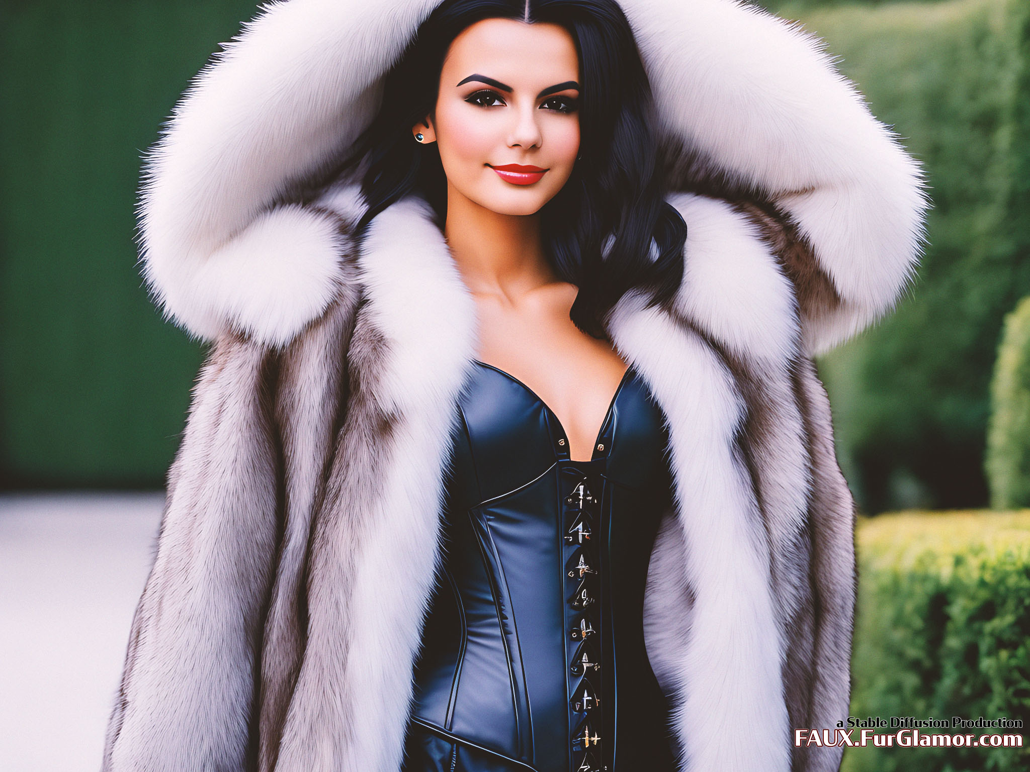 Stable Diffusion Rendering of Victoria Justice in a Fur Coat