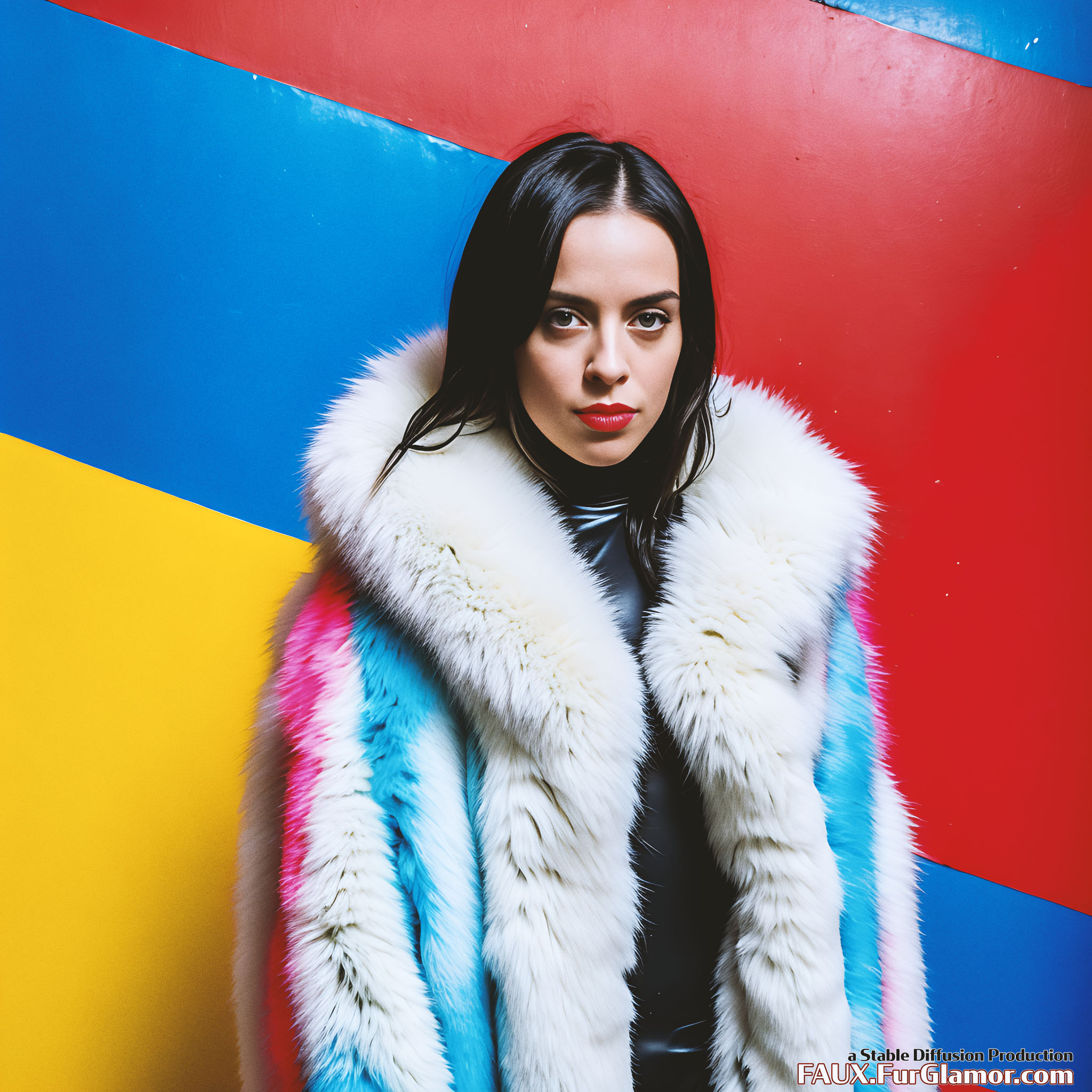 Stable Diffusion Render of Billie Eilish Wearing A Fur Coat