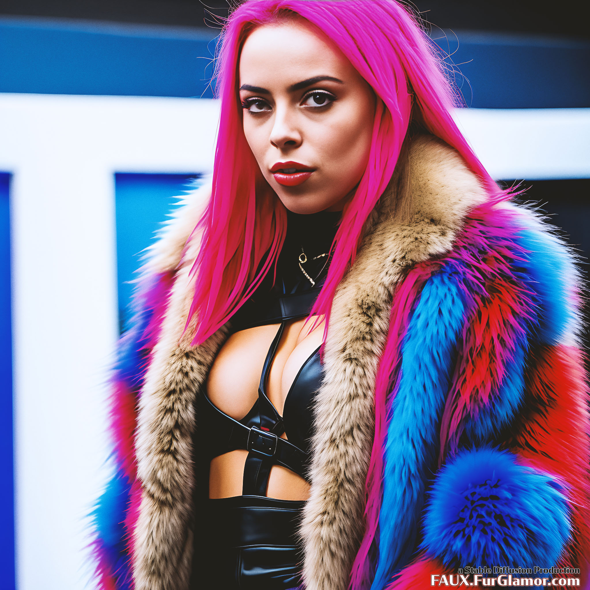 Stable Diffusion Render of Billie Eilish Wearing A Fur Coat