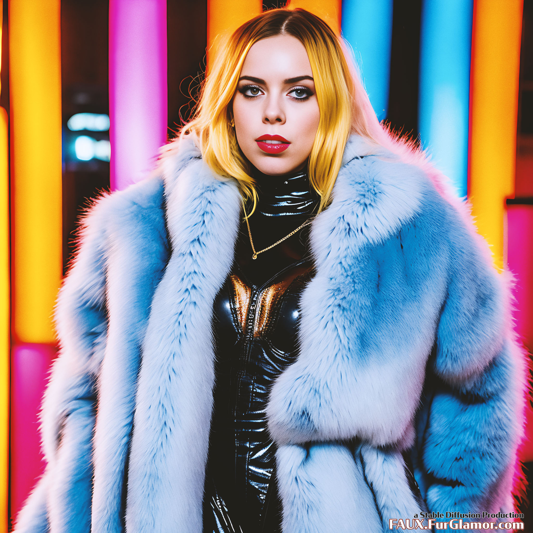 Stable Diffusion Render of Billie Eilish Wearing A Fur Coat