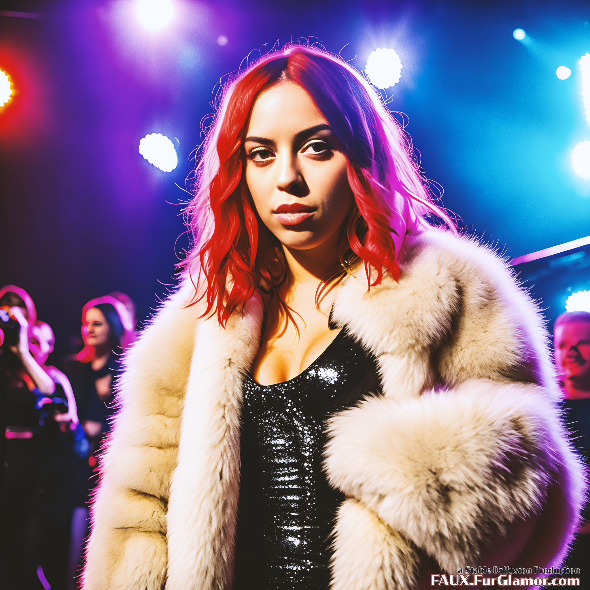 Stable Diffusion Render of Billie Eilish Wearing A Fur Coat