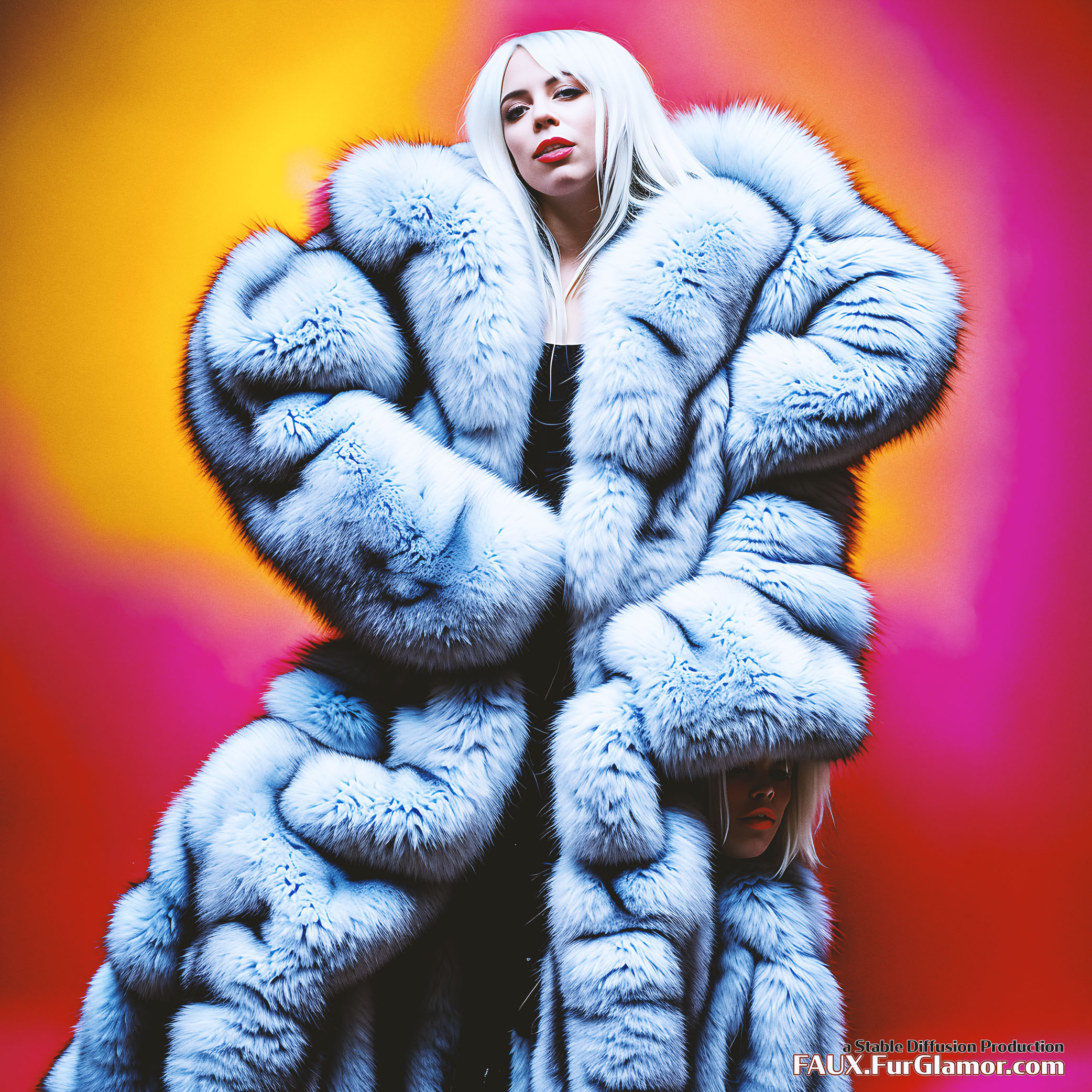 Stable Diffusion Render of Billie Eilish Wearing A Fur Coat