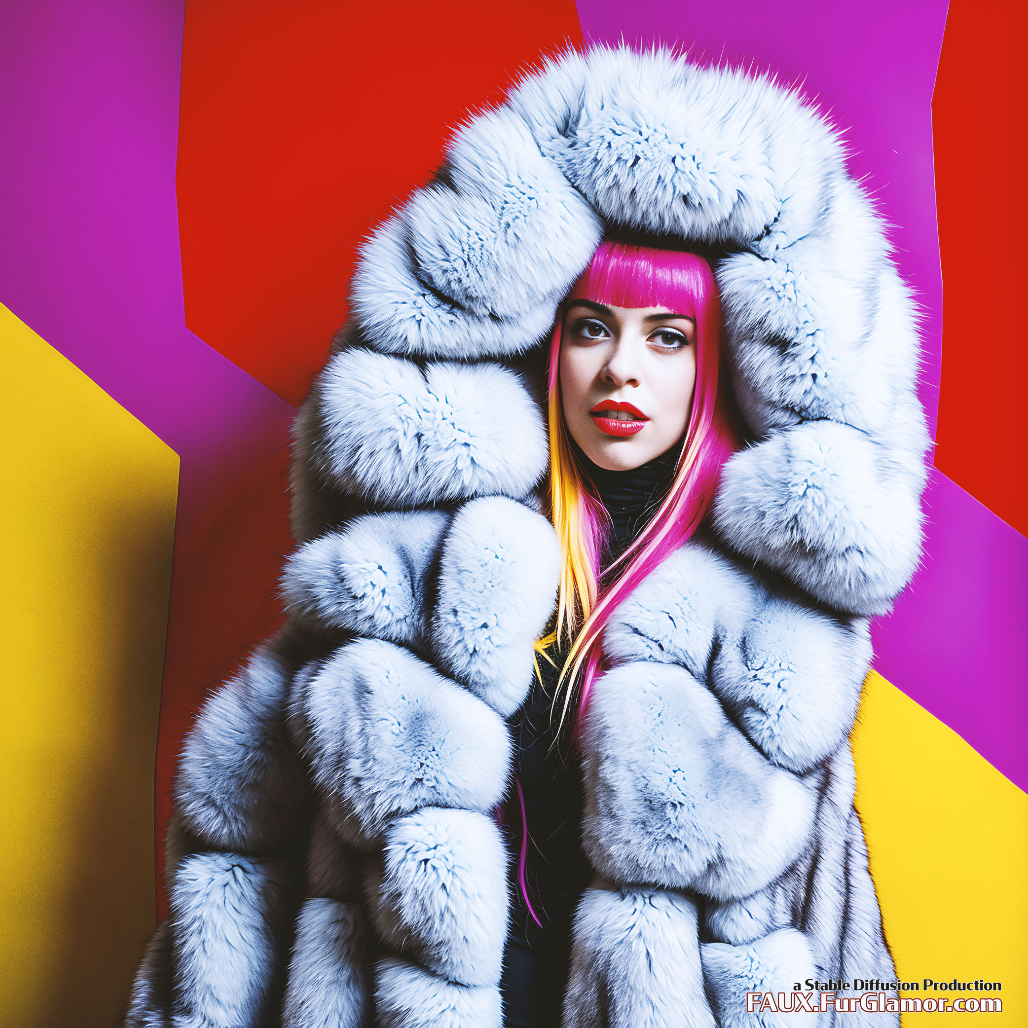 Stable Diffusion Render of Billie Eilish Wearing A Fur Coat