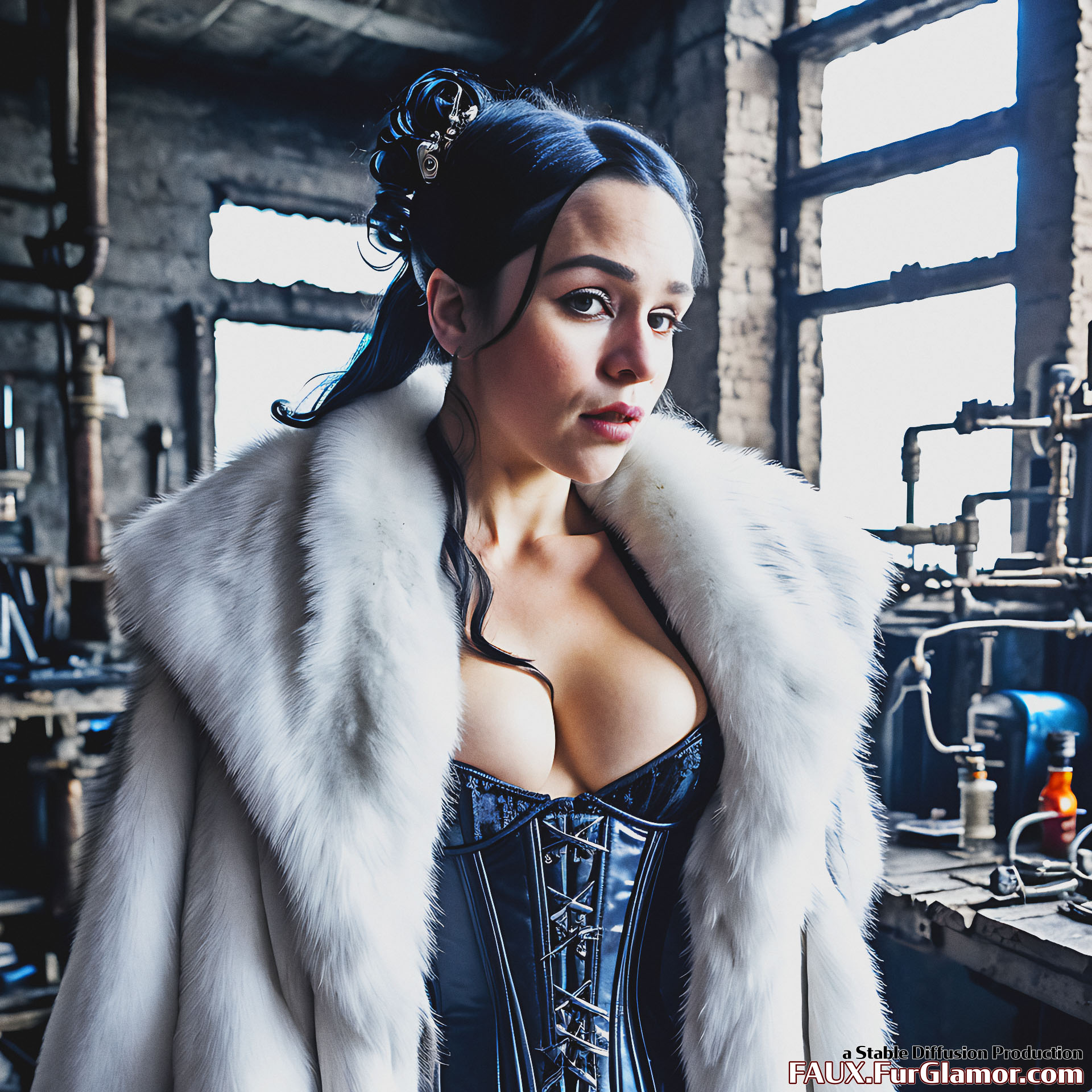 Stable Diffusion Render of Emilia Clarke in a Fur Coat