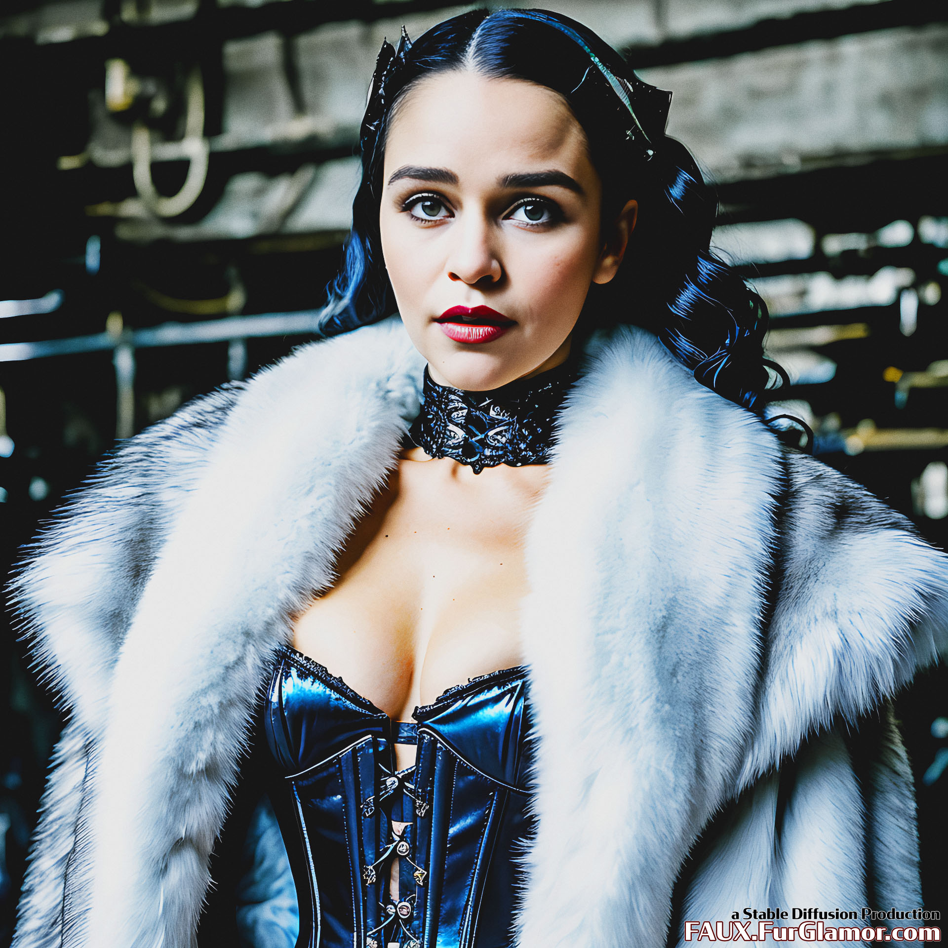 Stable Diffusion Render of Emilia Clarke in a Fur Coat