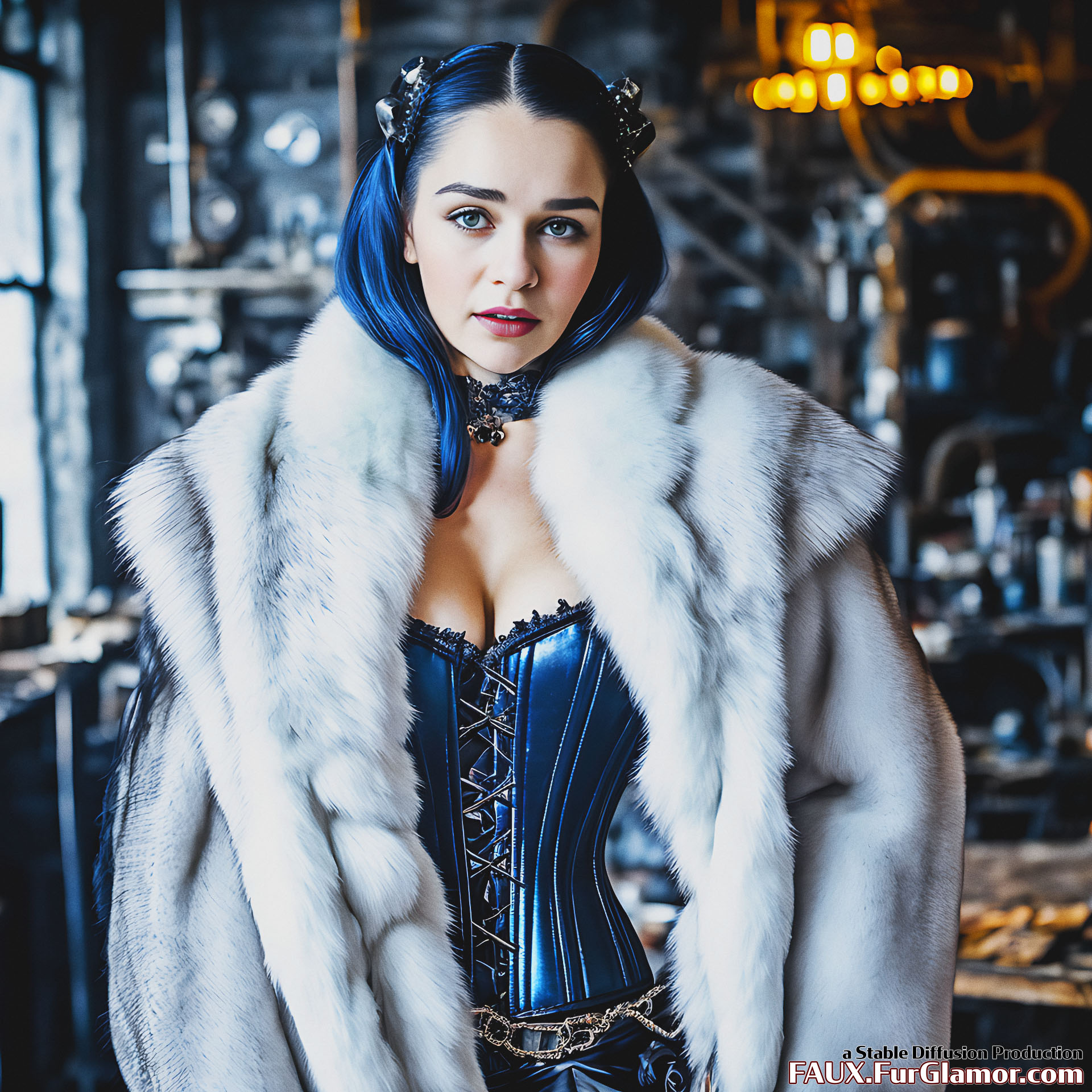 Stable Diffusion Render of Emilia Clarke in a Fur Coat