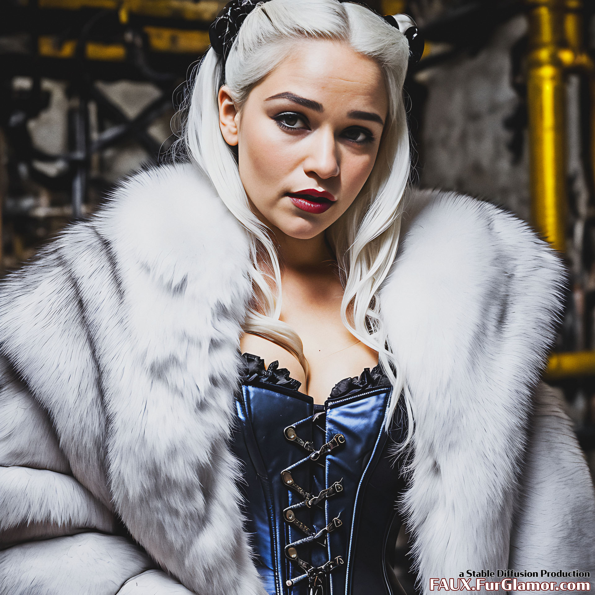 Stable Diffusion Render of Emilia Clarke in a Fur Coat