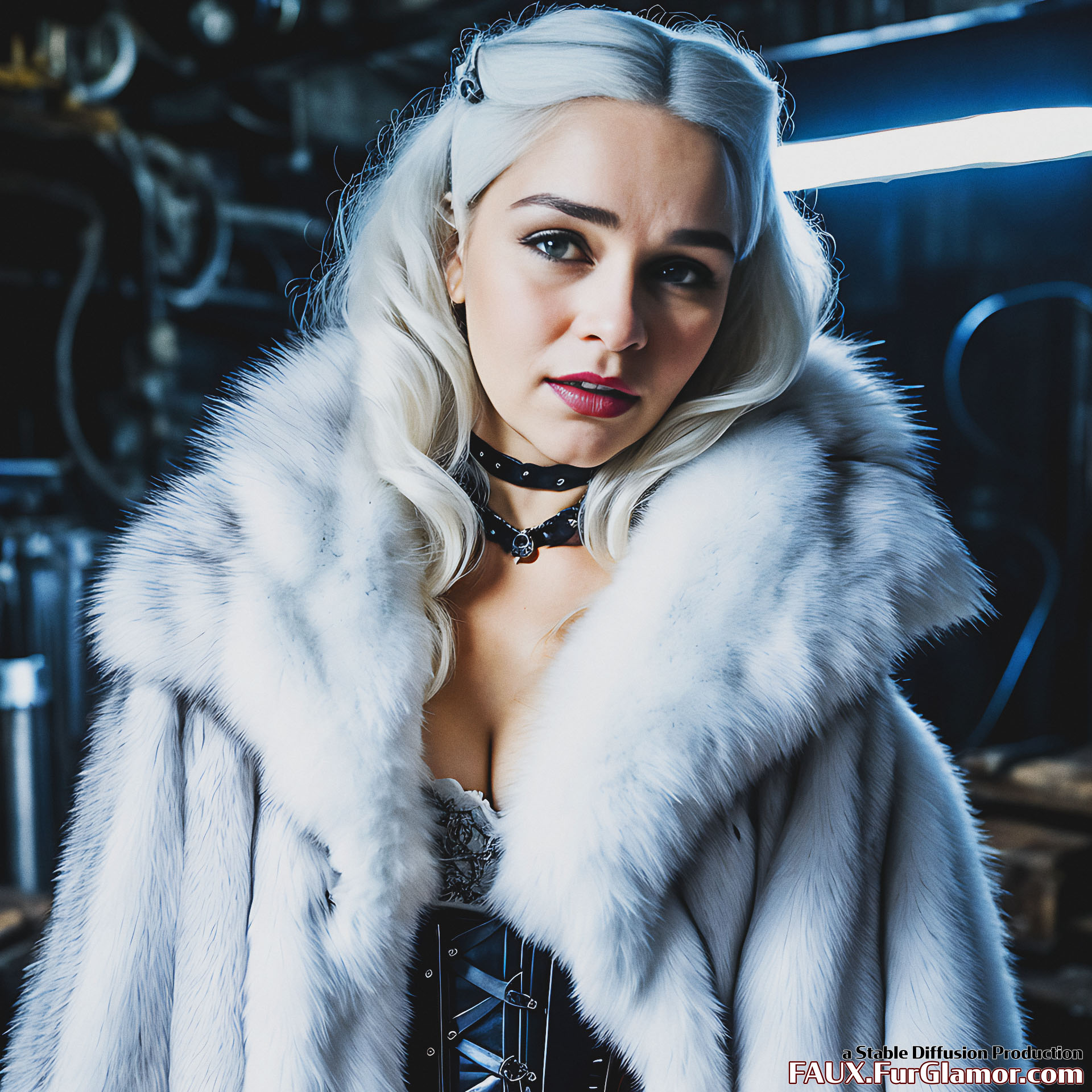 Stable Diffusion Render of Emilia Clarke in a Fur Coat
