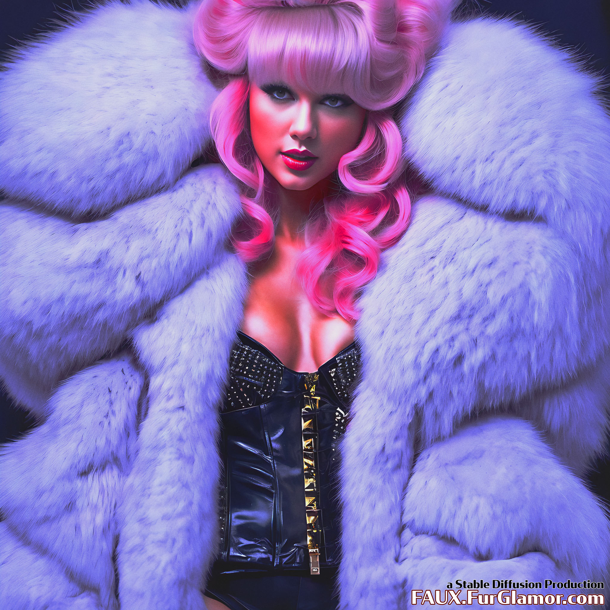 Stable Diffusion Render of Taylor Swift in A Fur Coat