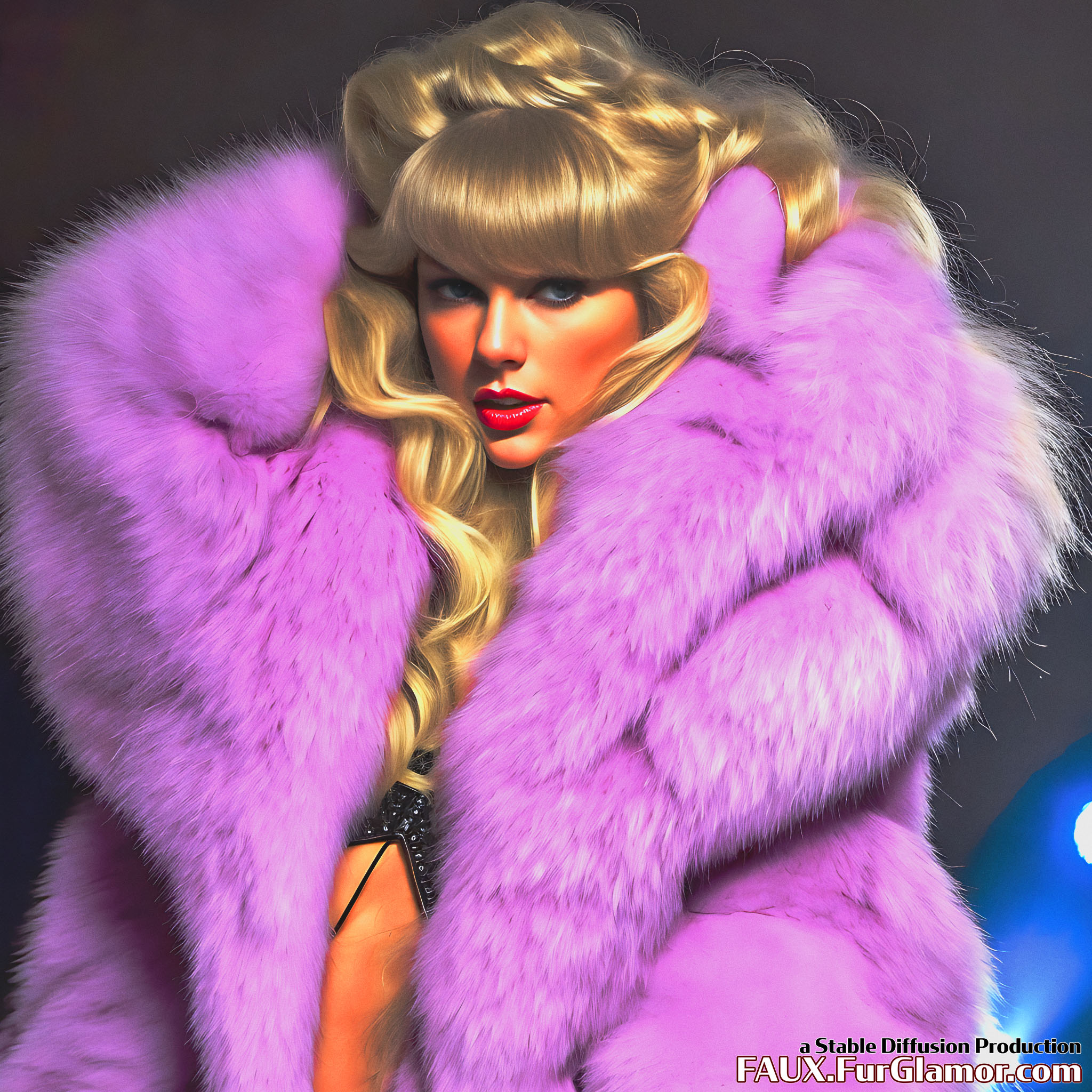 Stable Diffusion Render of Taylor Swift in A Fur Coat