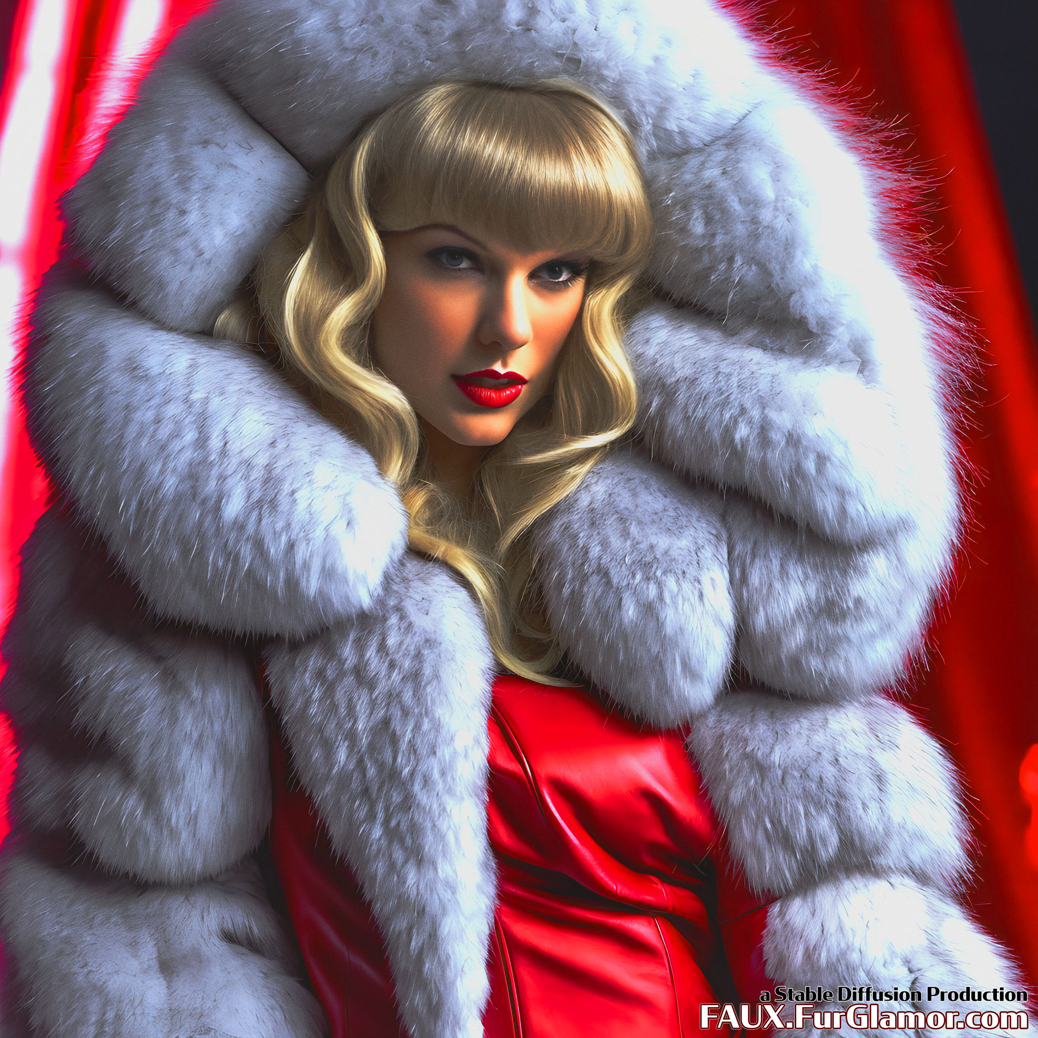 Stable Diffusion Render of Taylor Swift in A Fur Coat