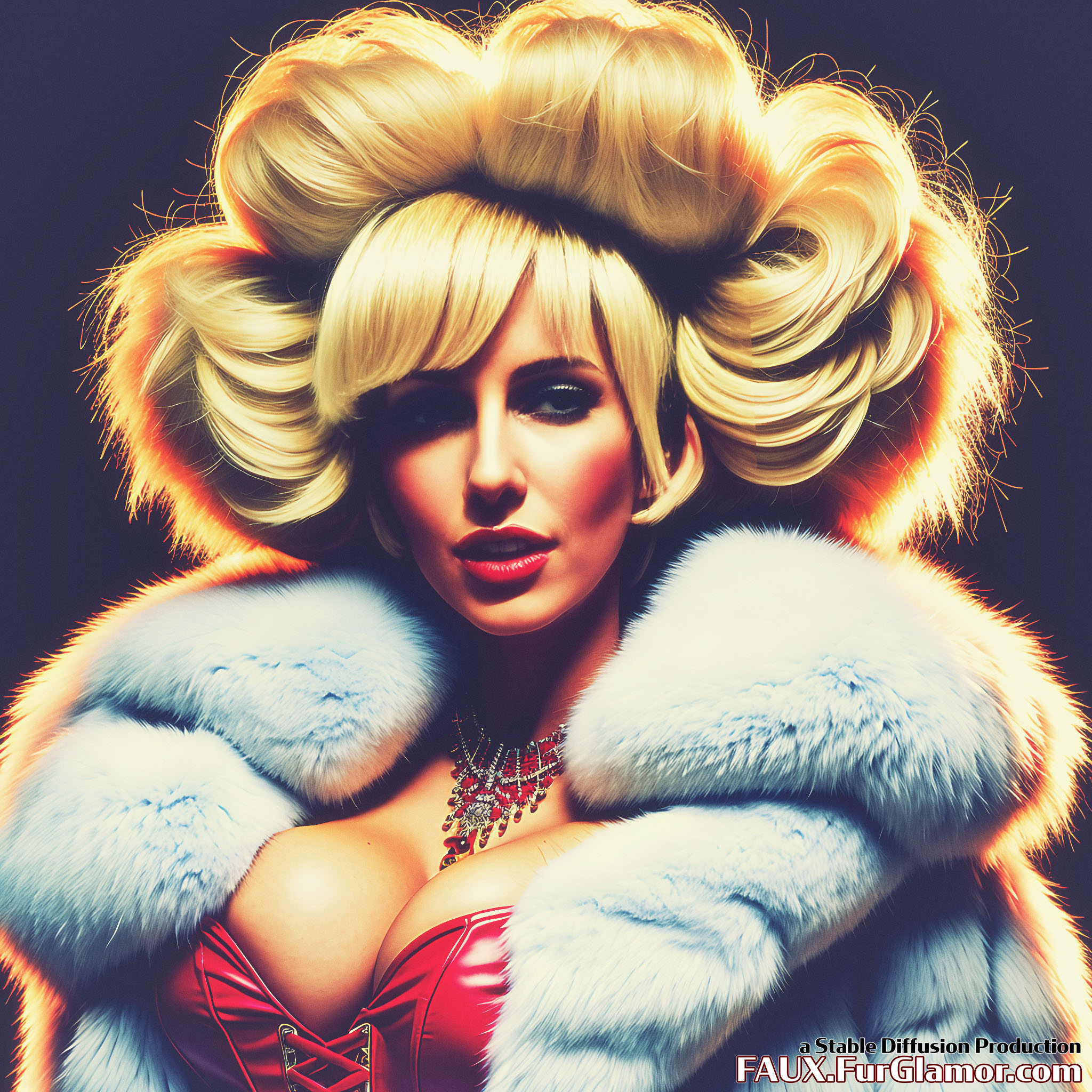 Stable Diffusion Render of Jessica Nigri in a Fur Coat