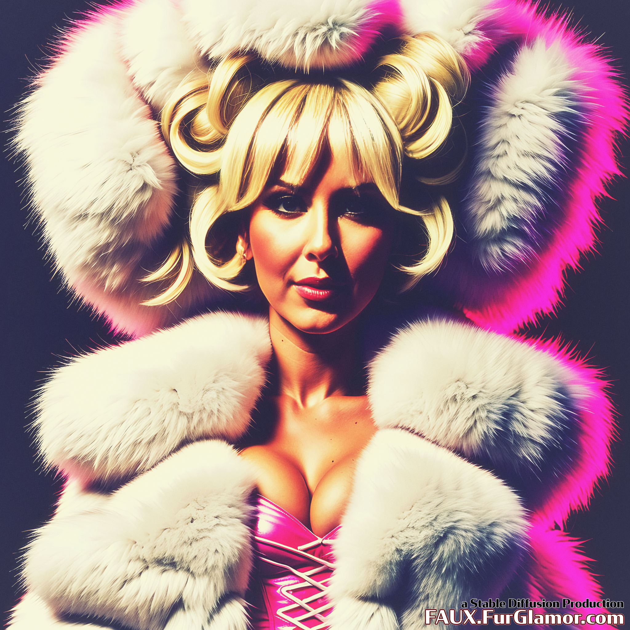 Stable Diffusion Render of Jessica Nigri in a Fur Coat