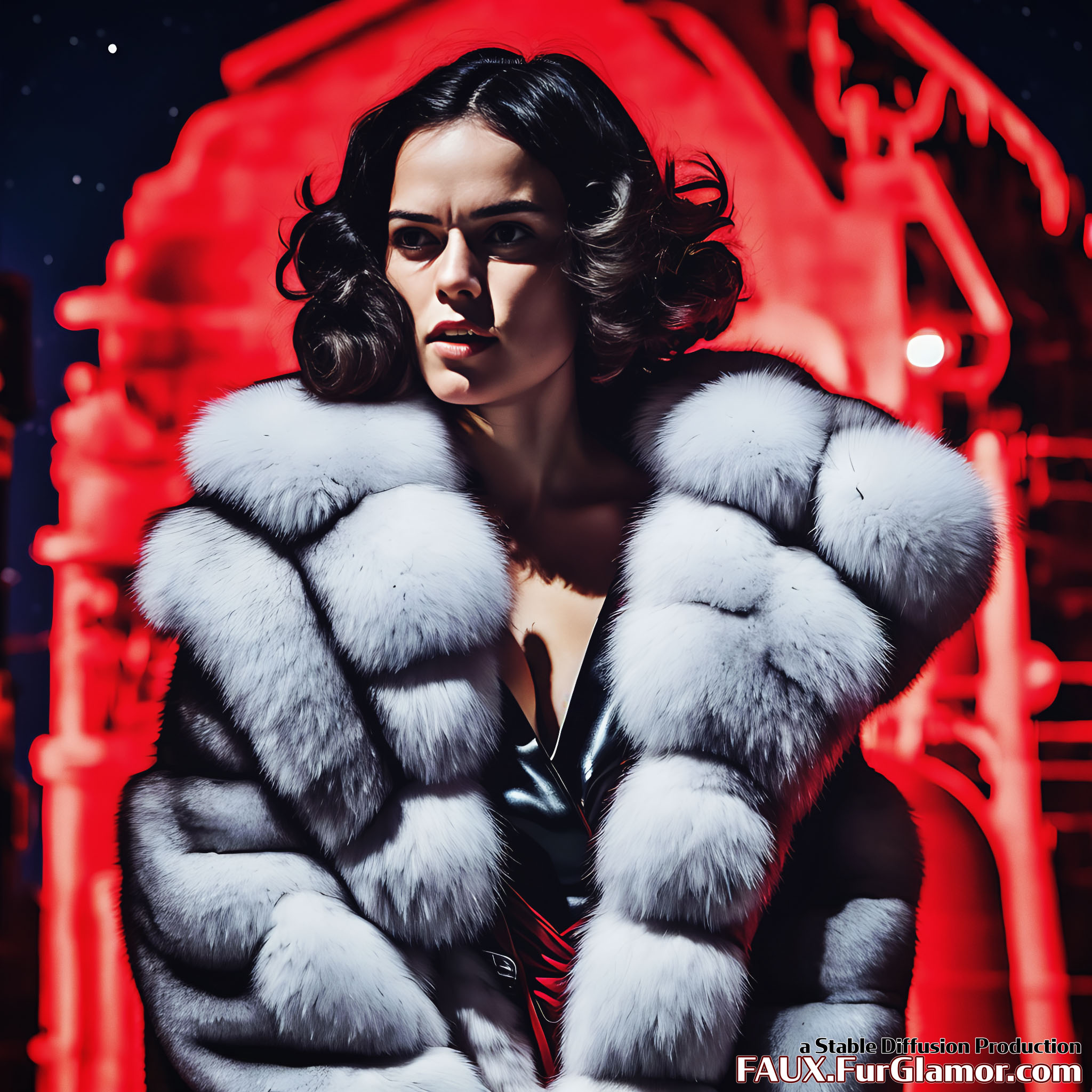 Stable Diffusion Render of Daisy Ridley in a fur coat