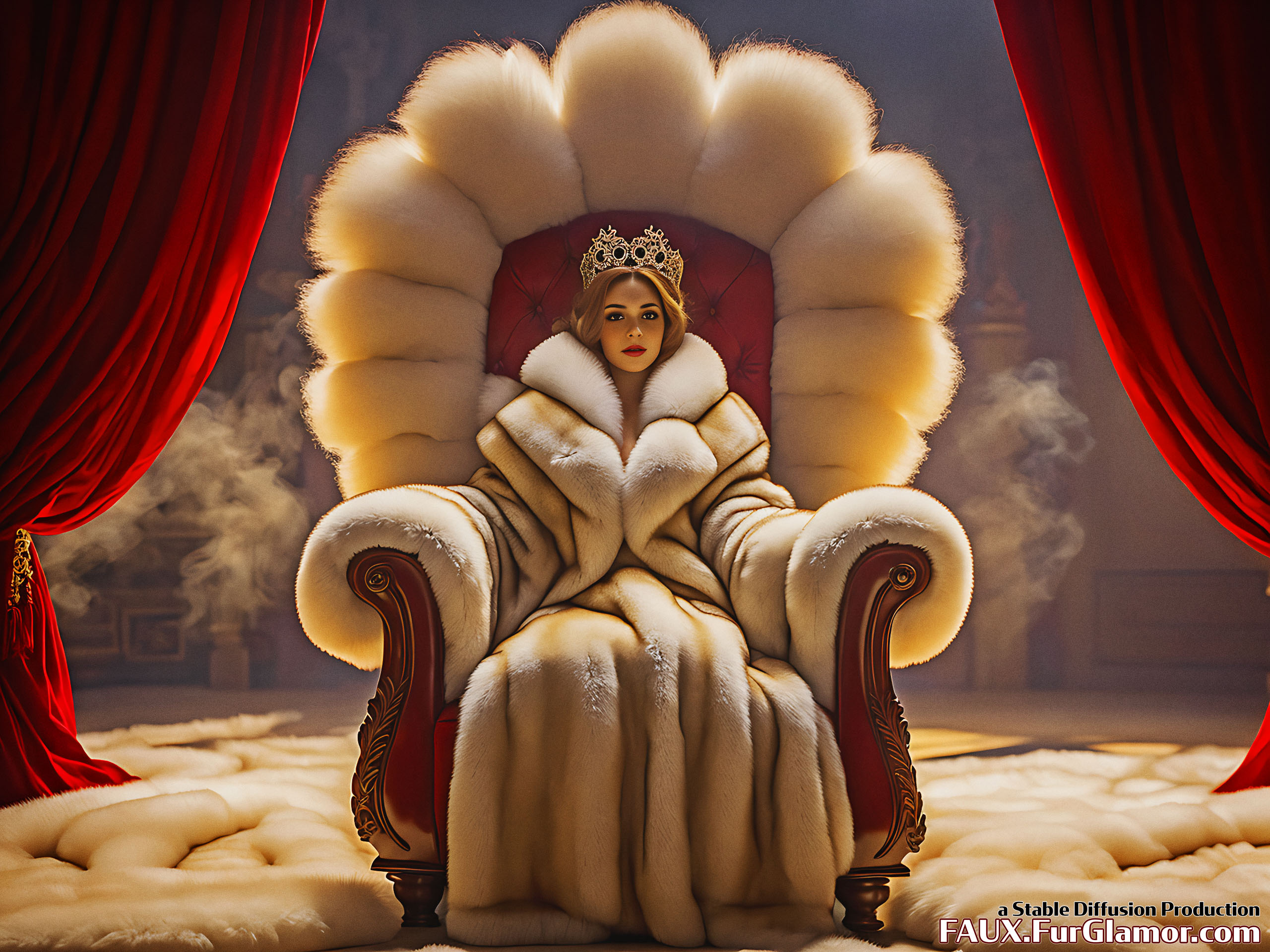 Stable Diffusion Render of Lana Del Rey in a Fur Coat