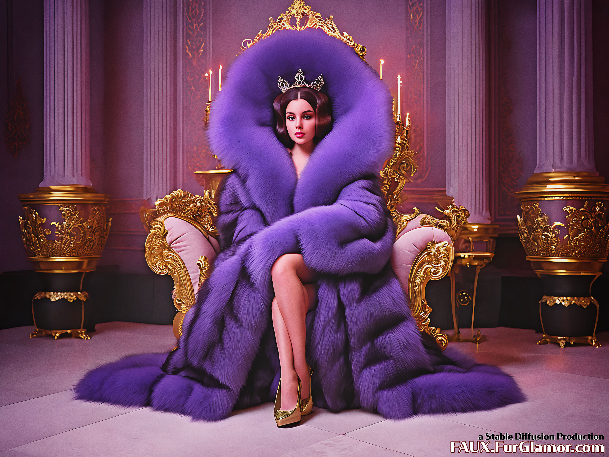 Stable Diffusion Render of Lana Del Rey in a Fur Coat