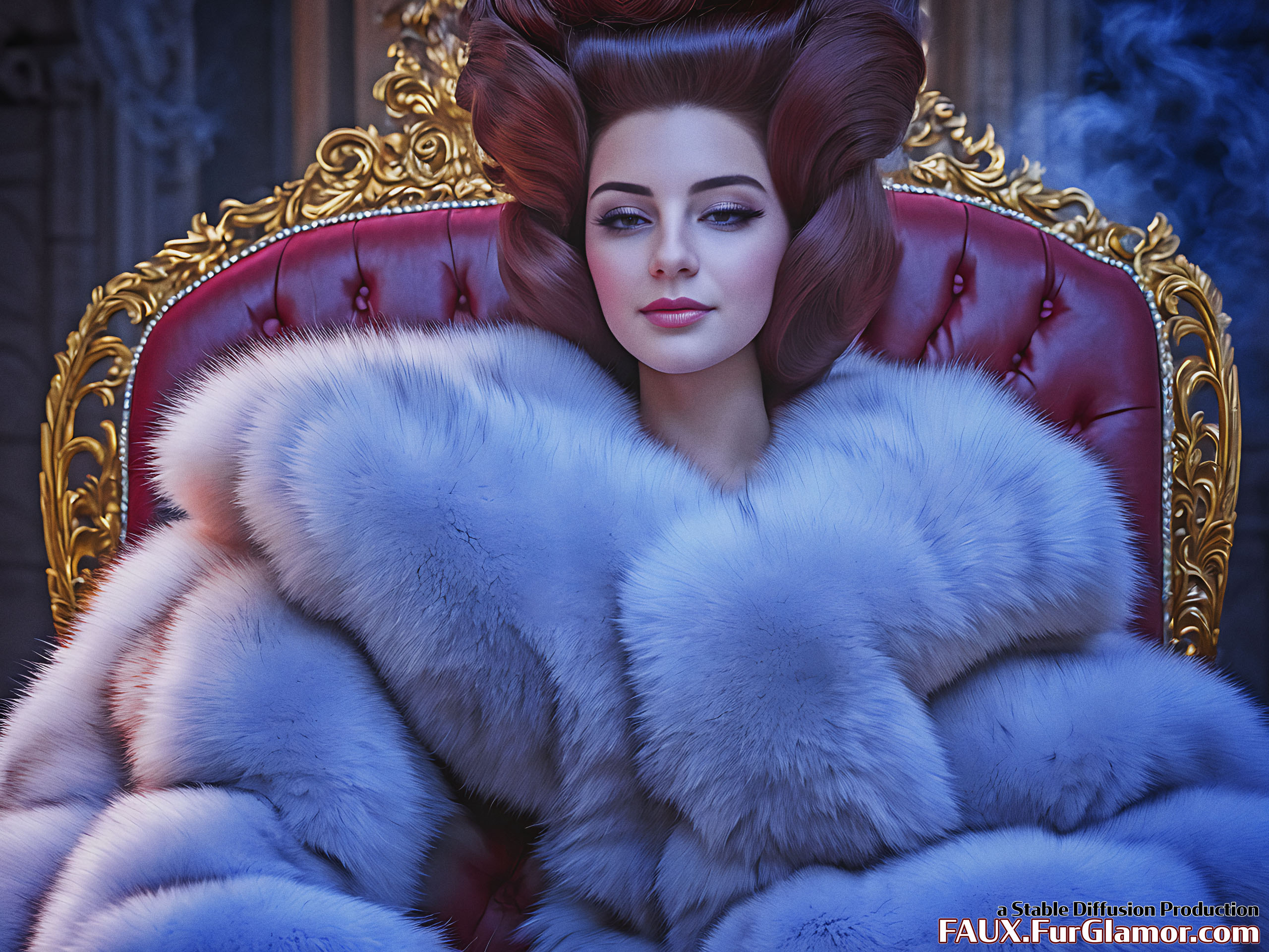 Stable Diffusion Render of Lana Del Rey in a Fur Coat