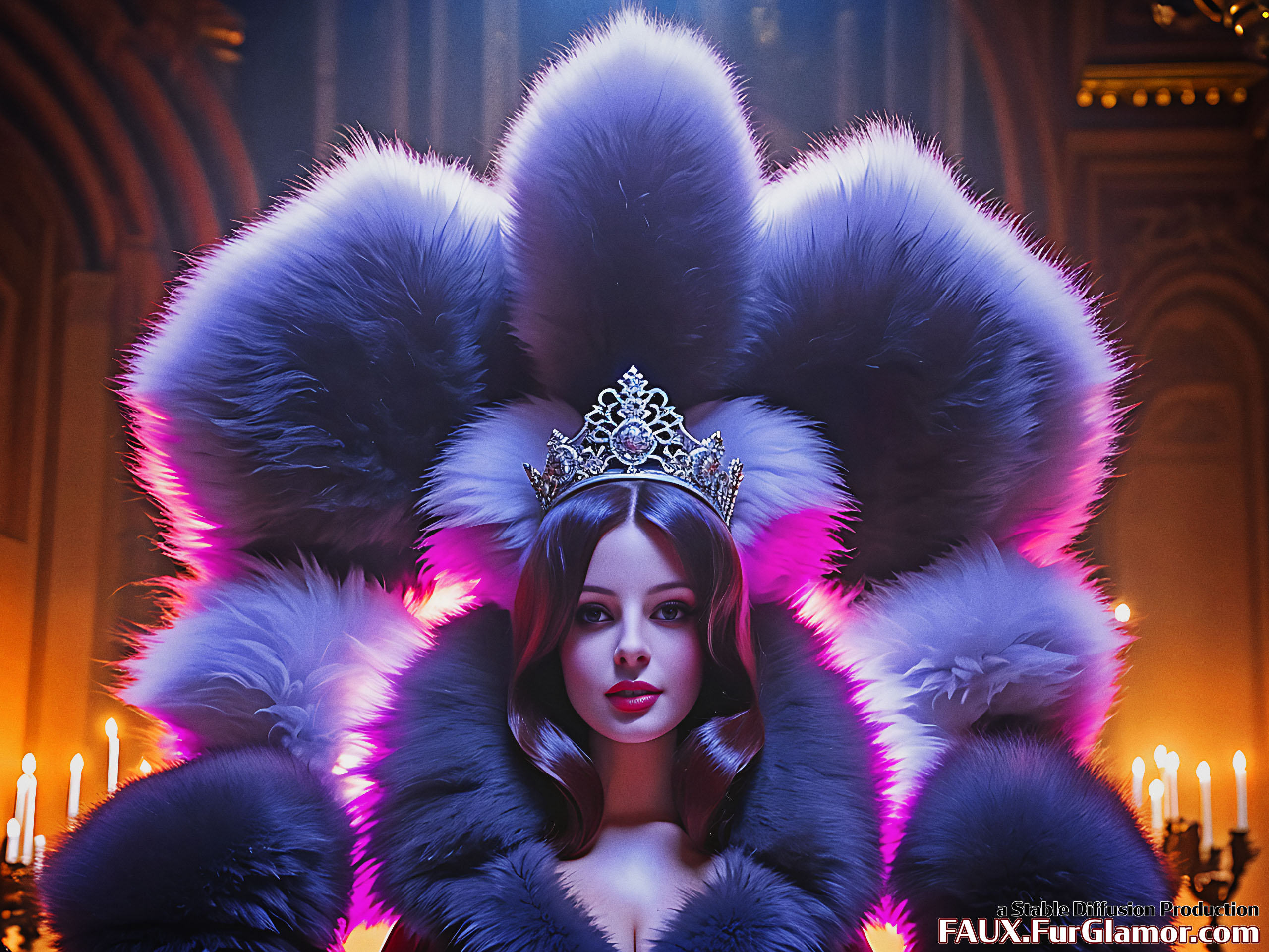 Stable Diffusion Render of Lana Del Rey in a Fur Coat