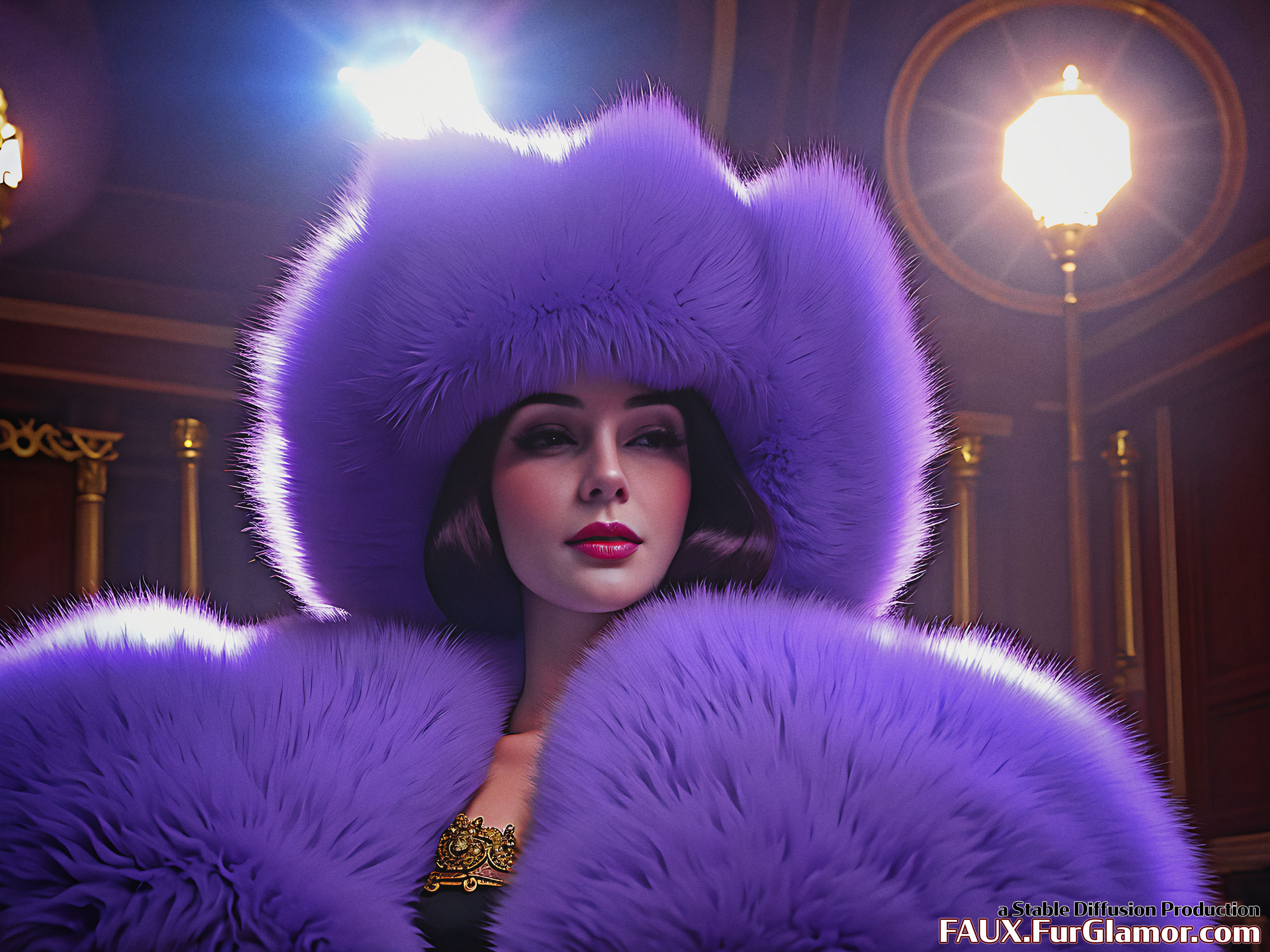 Stable Diffusion Render of Lana Del Rey in a Fur Coat