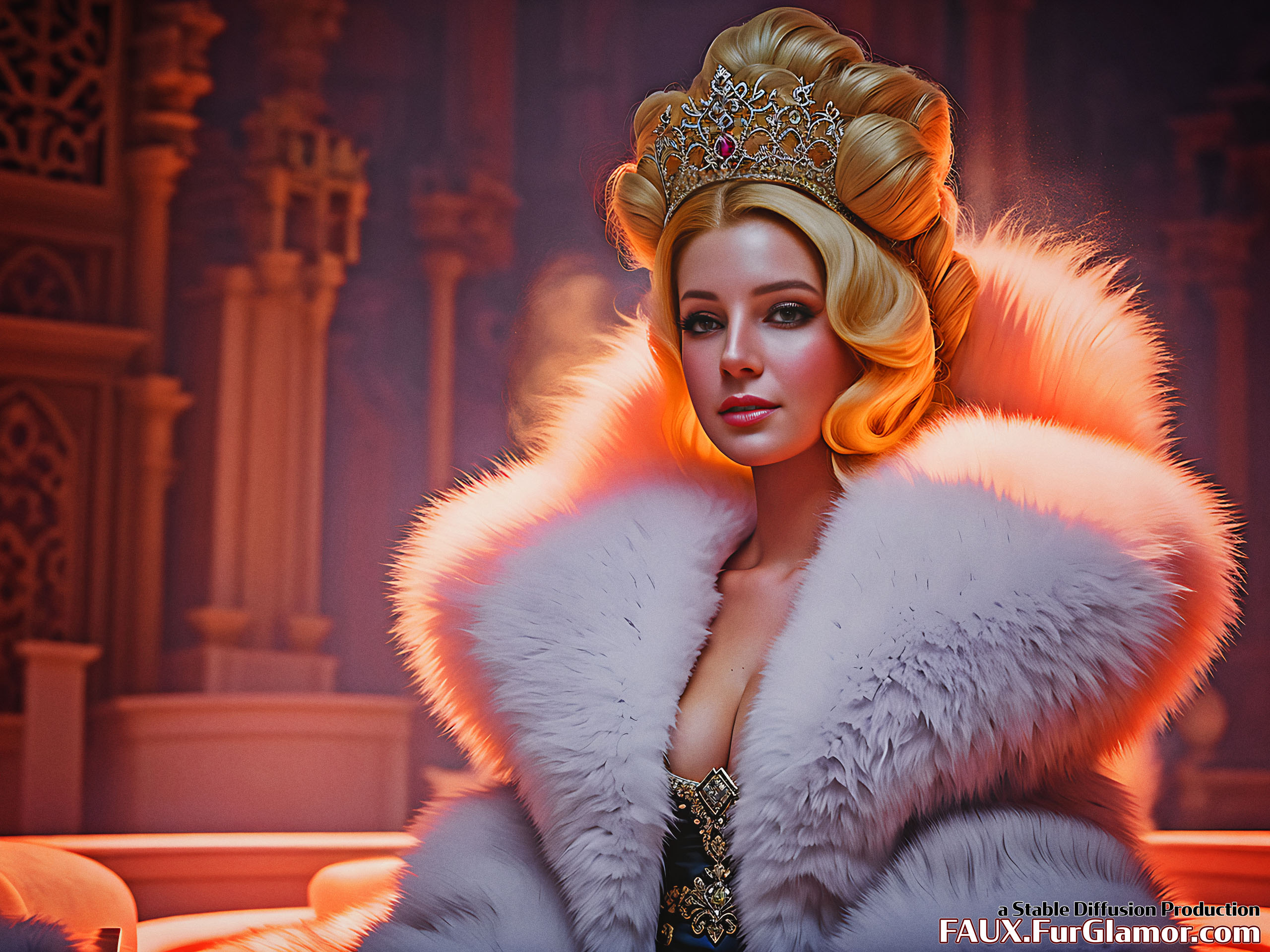 Stable Diffusion Render of Lana Del Rey in a Fur Coat