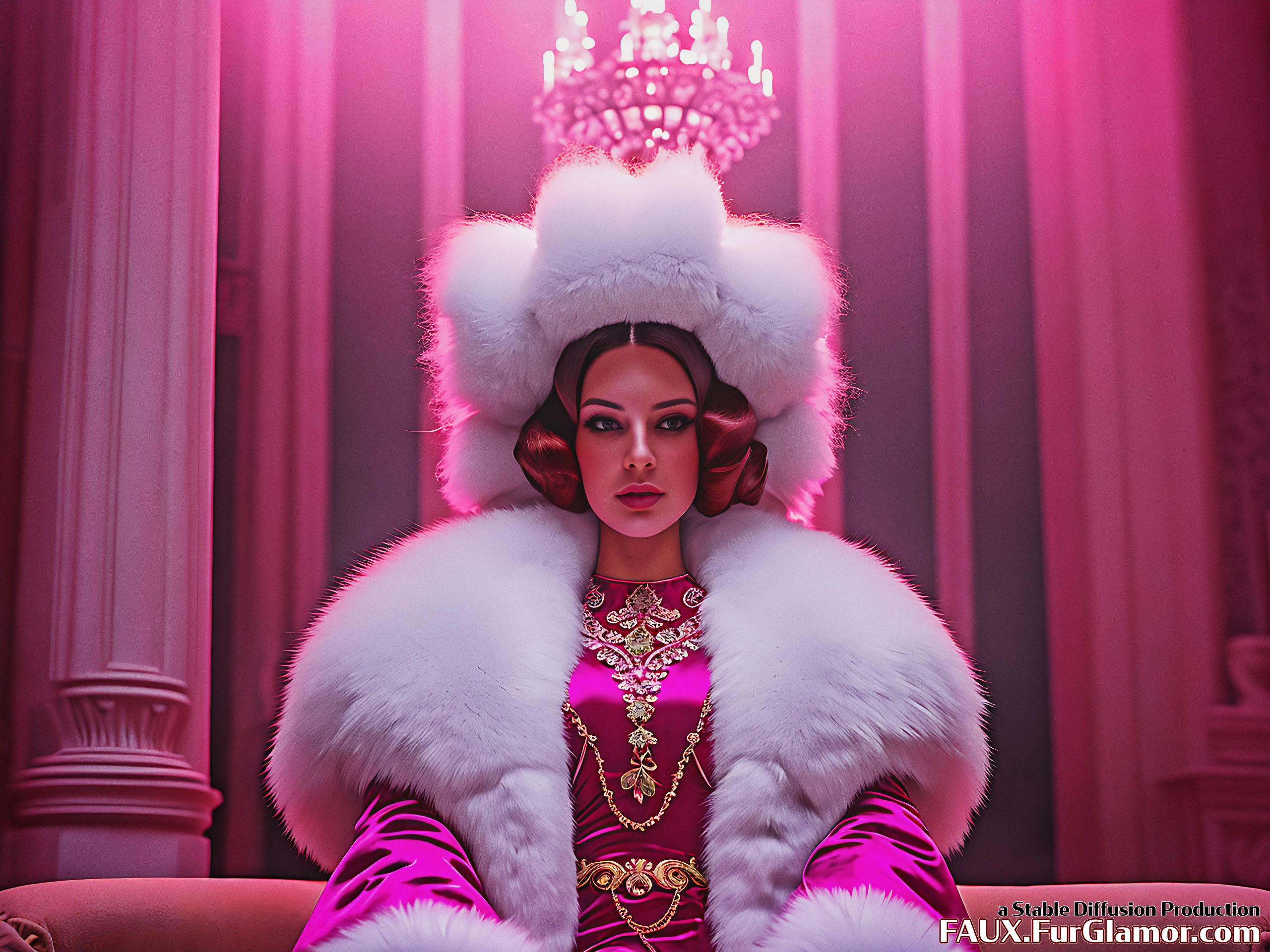 Stable Diffusion Render of Lana Del Rey in a Fur Coat