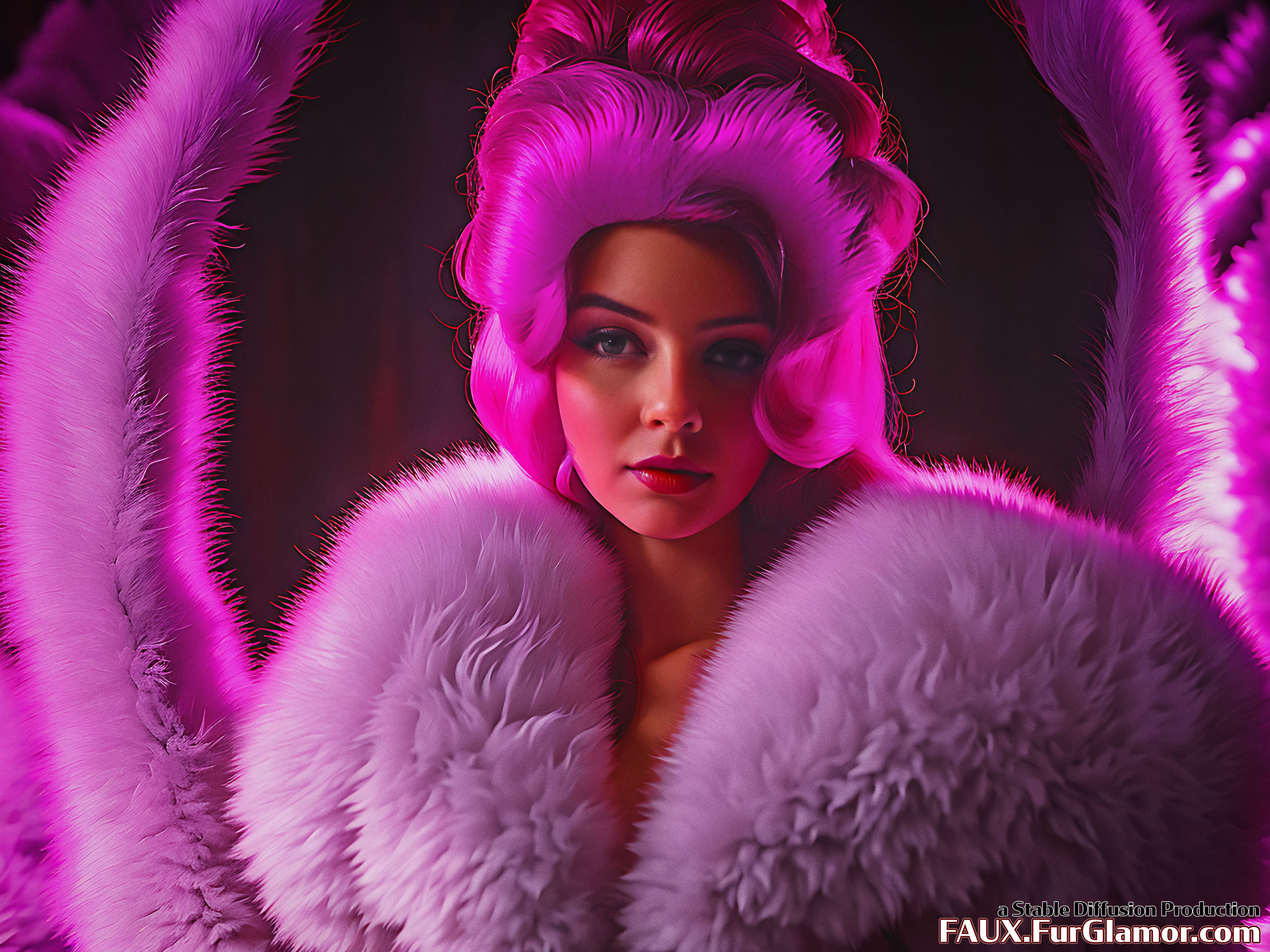 Stable Diffusion Render of Lana Del Rey in a Fur Coat