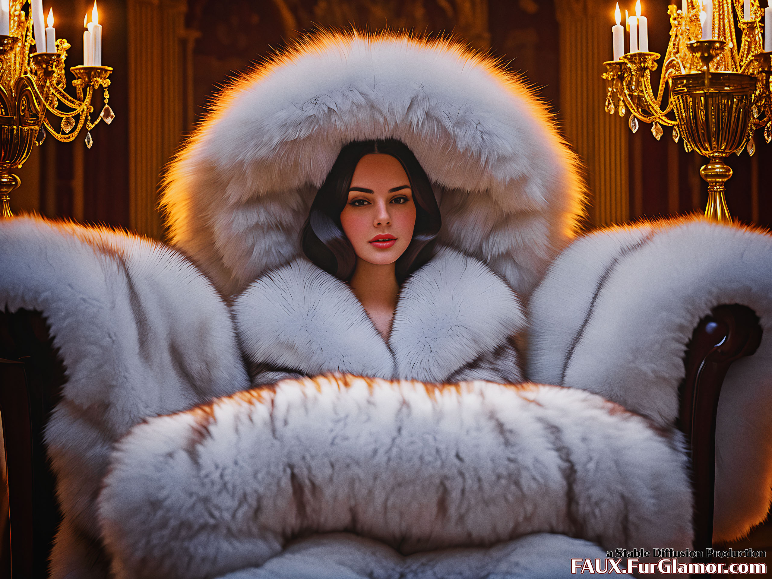 Stable Diffusion Render of Lana Del Rey in a Fur Coat